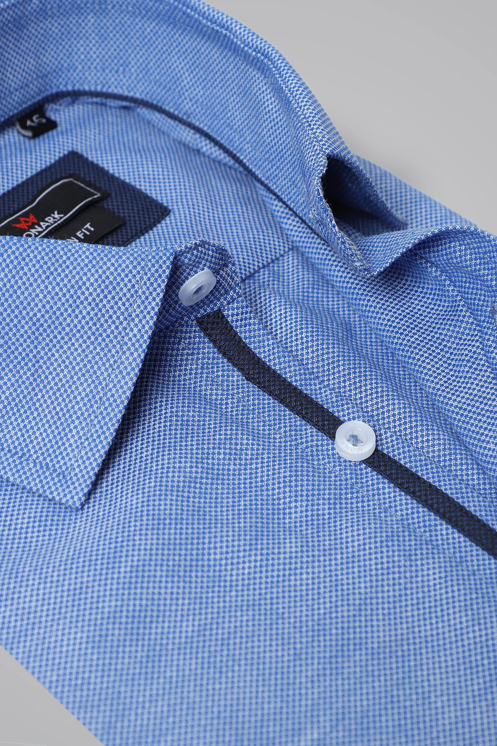 BLUE TEXTURED FORMAL SHIRT