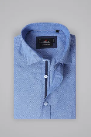 BLUE TEXTURED FORMAL SHIRT