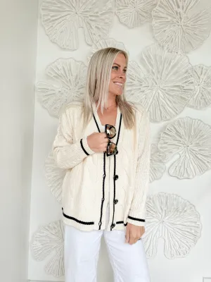 Blue/White Varsity Style Cardigan