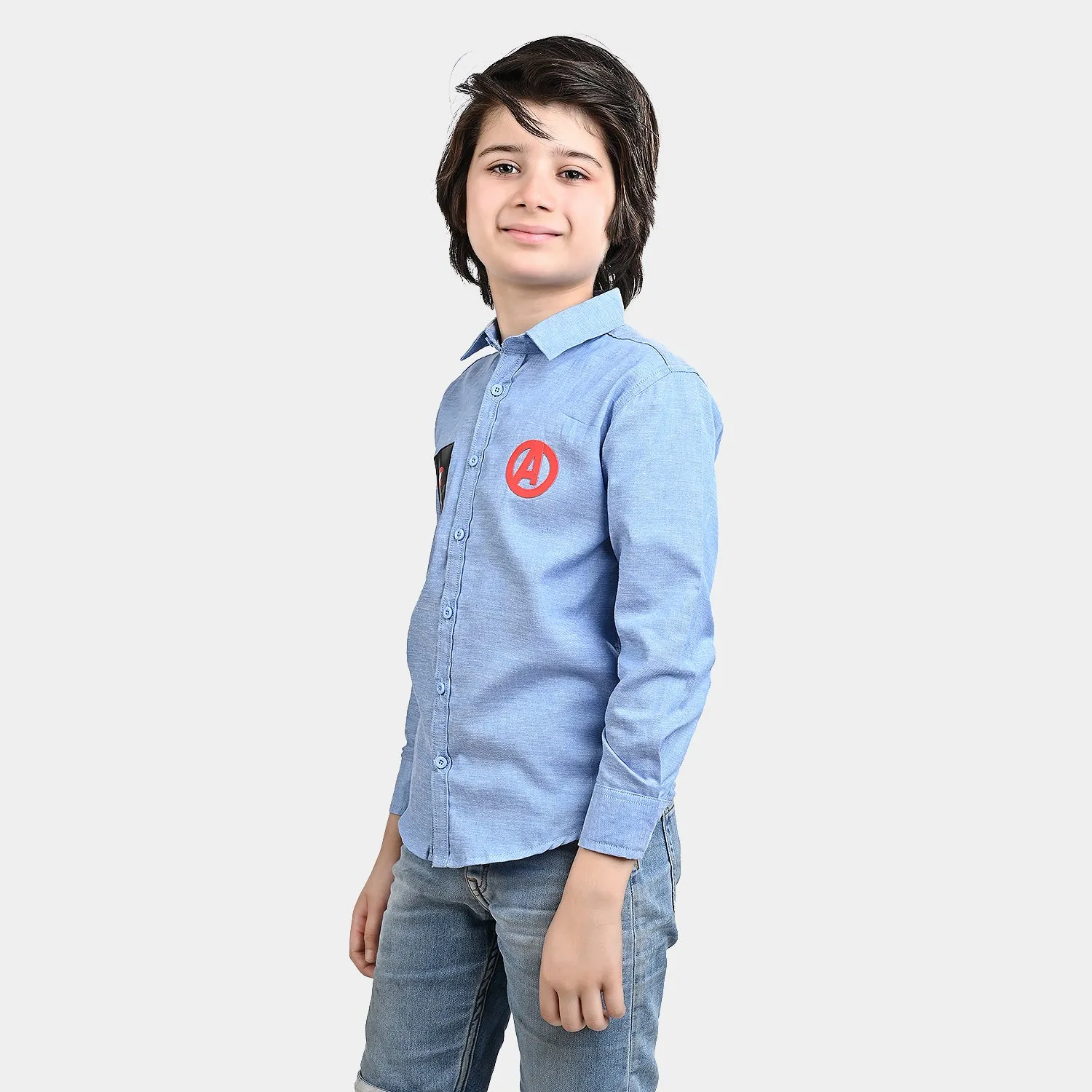 Boys Oxford Casual Shirt-L/BLUE