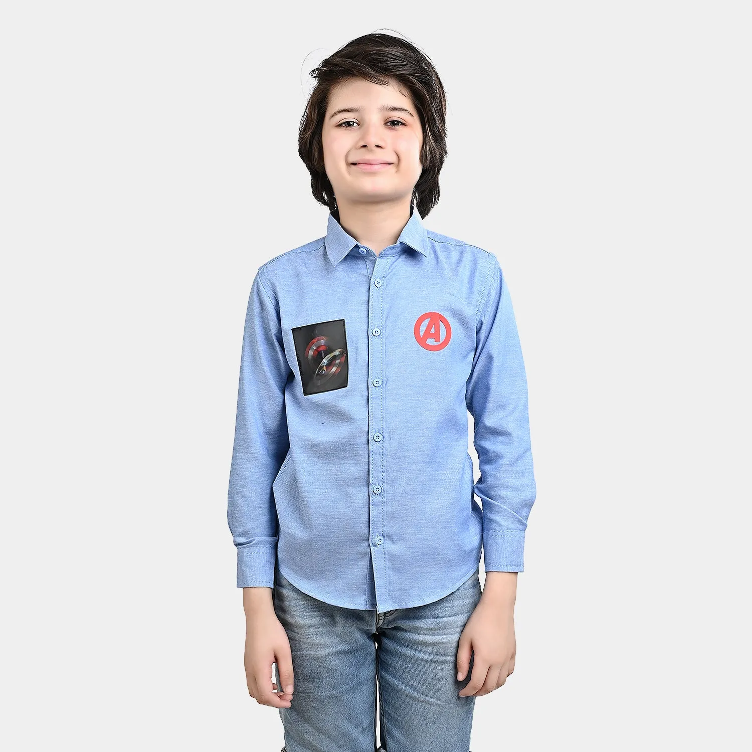 Boys Oxford Casual Shirt-L/BLUE