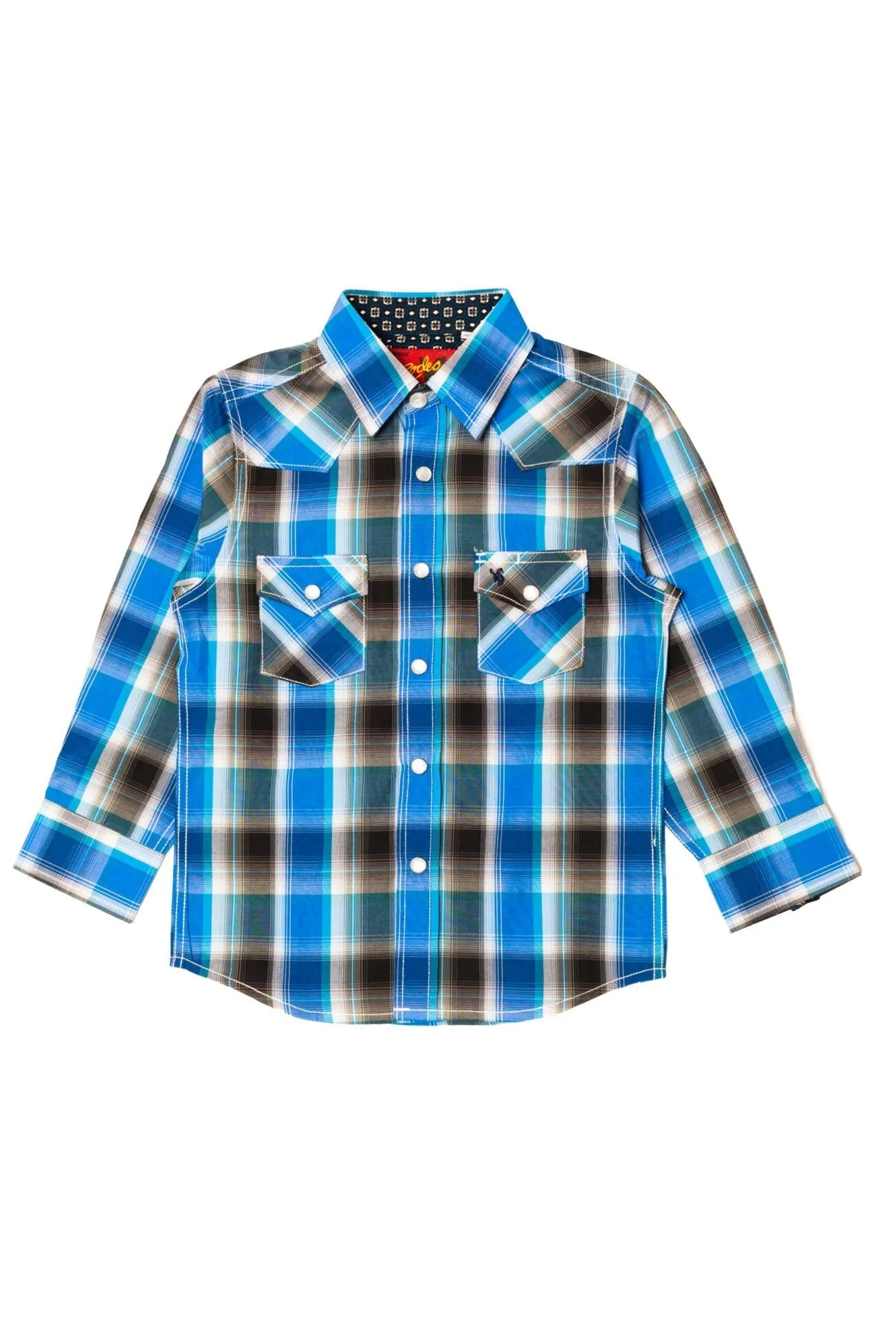 Boy's Western Pearl Snap Button Plaid Shirt -PS400K-478