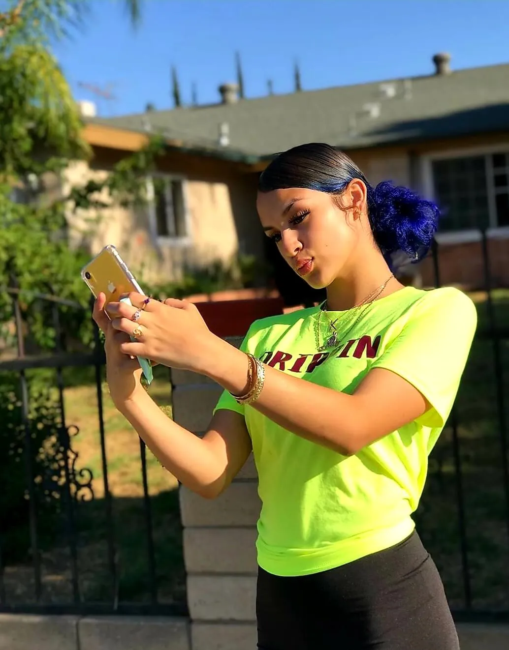 Burgundy Drippin (V2) | Neon Yellow Tee
