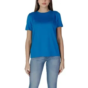 B.young Women's Blue Plain Round Neck T-Shirt
