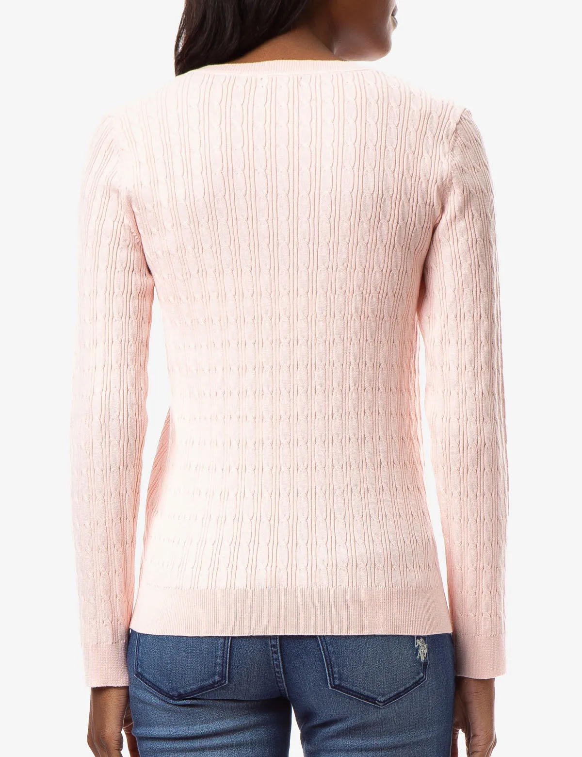 CABLE KNIT V-NECK SWEATER