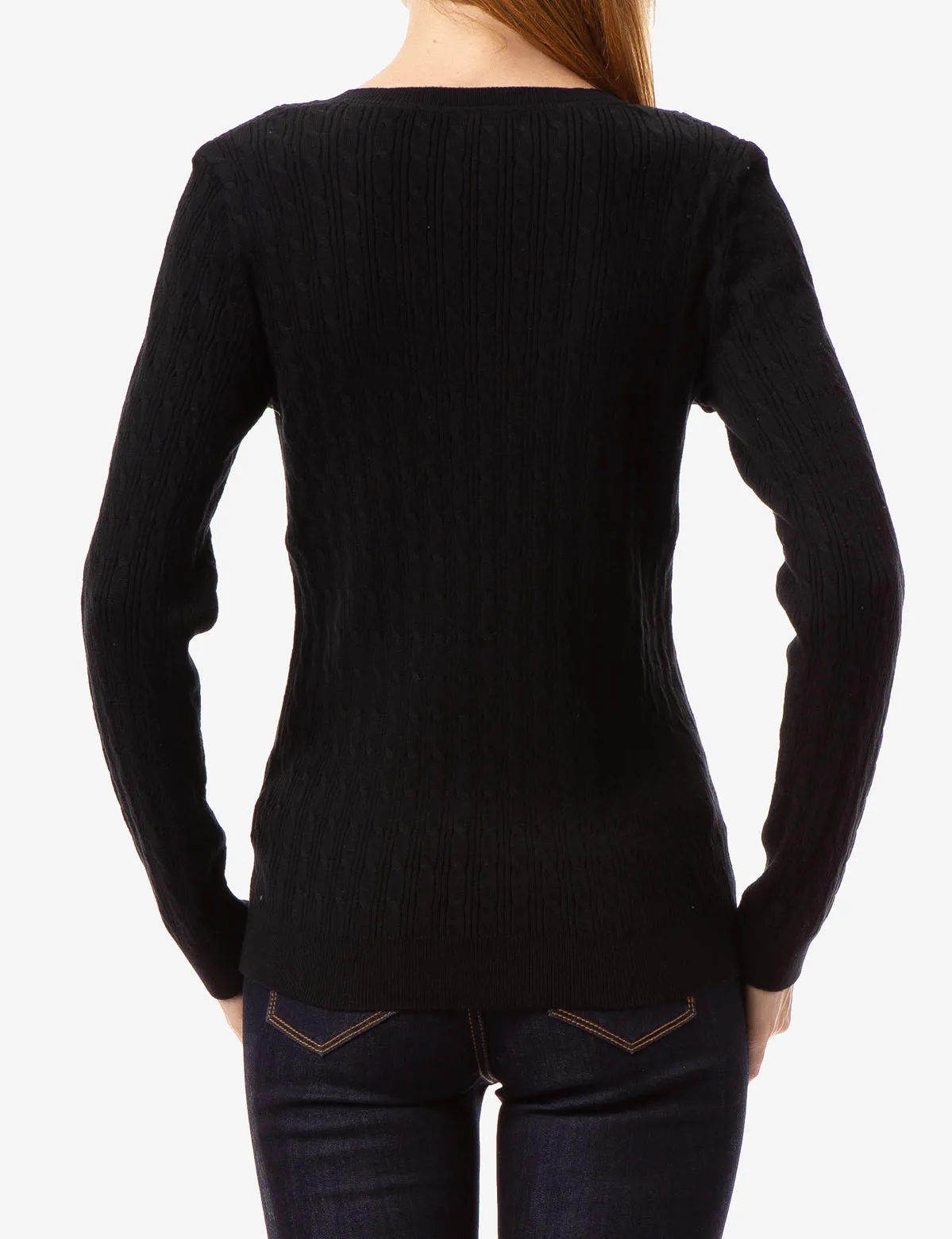 CABLE KNIT V-NECK SWEATER