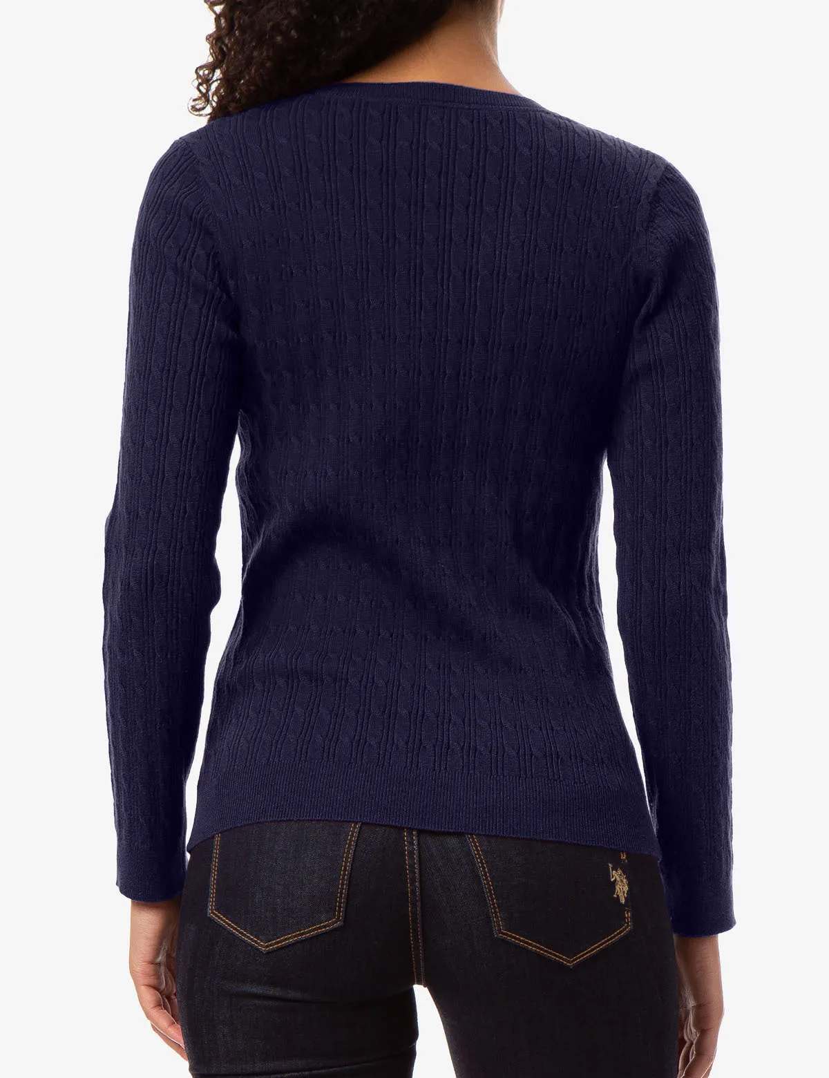 CABLE KNIT V-NECK SWEATER