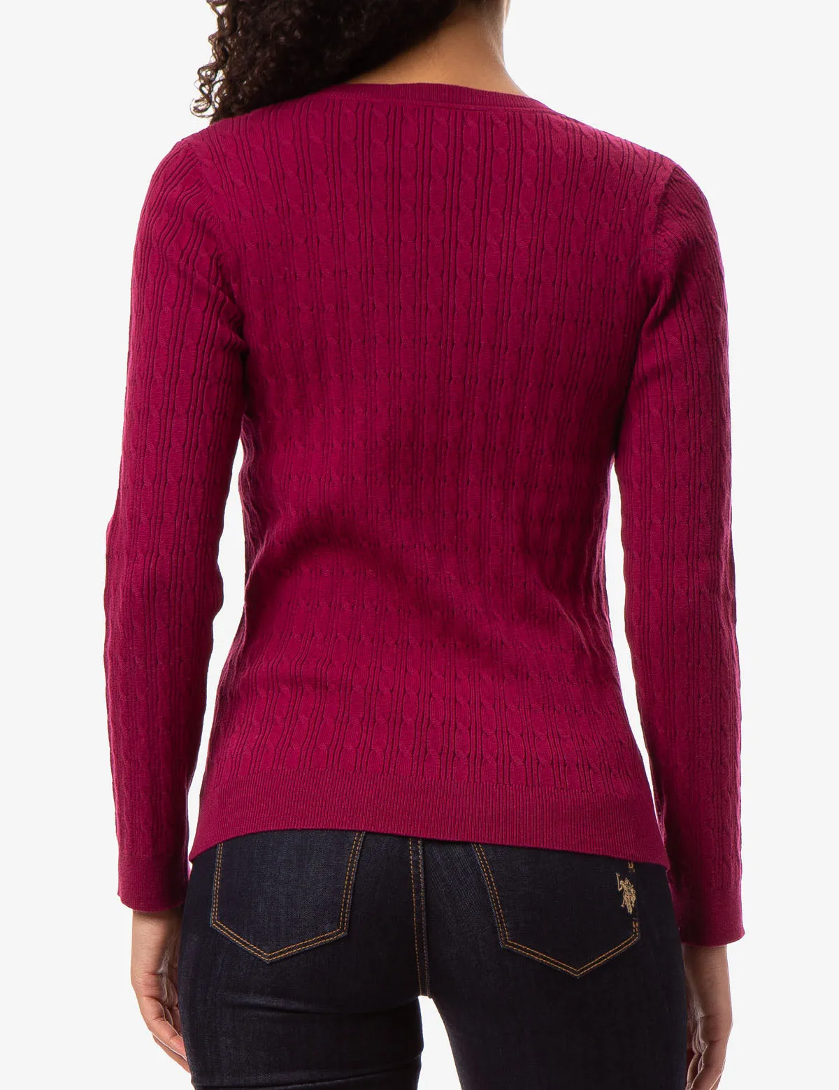 CABLE KNIT V-NECK SWEATER