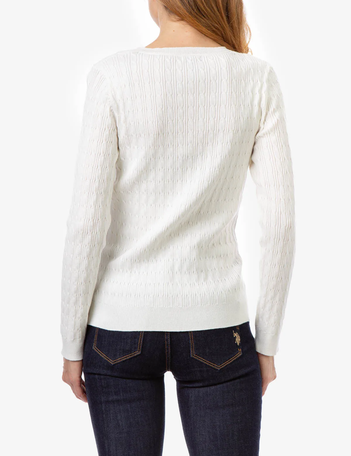 CABLE KNIT V-NECK SWEATER