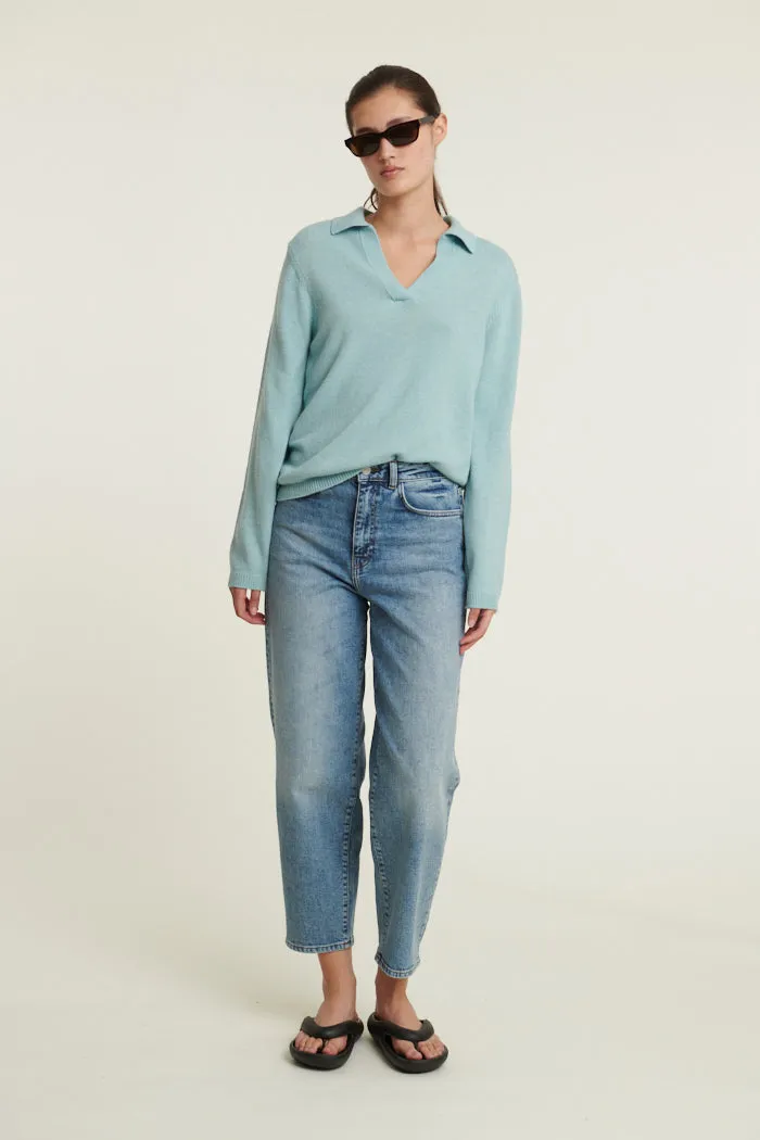 Cady Polo Sweater - Gossamer Green