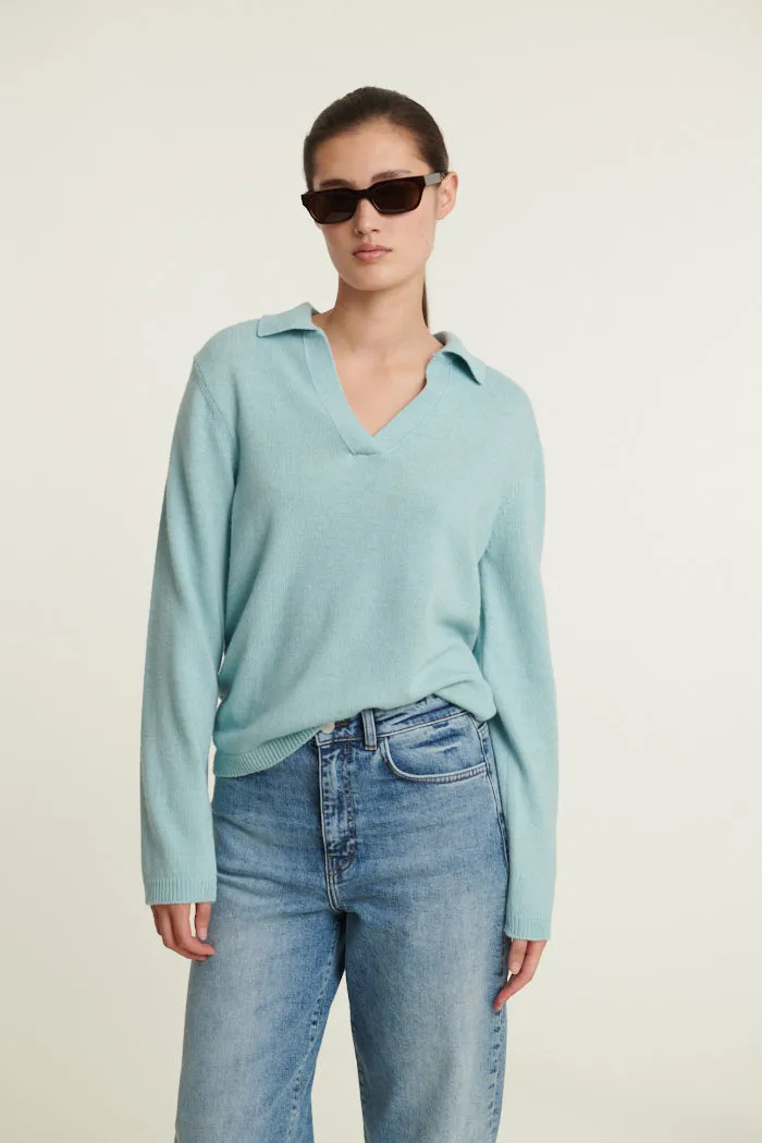 Cady Polo Sweater - Gossamer Green