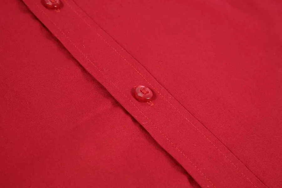 Calvetti Mens Dress Shirts Wrinkle Free Regular Long Sleeve Shirts - RED