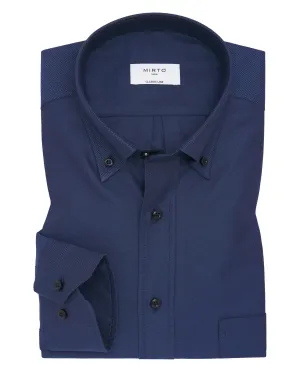 Camisa casual azul de algodón oxford