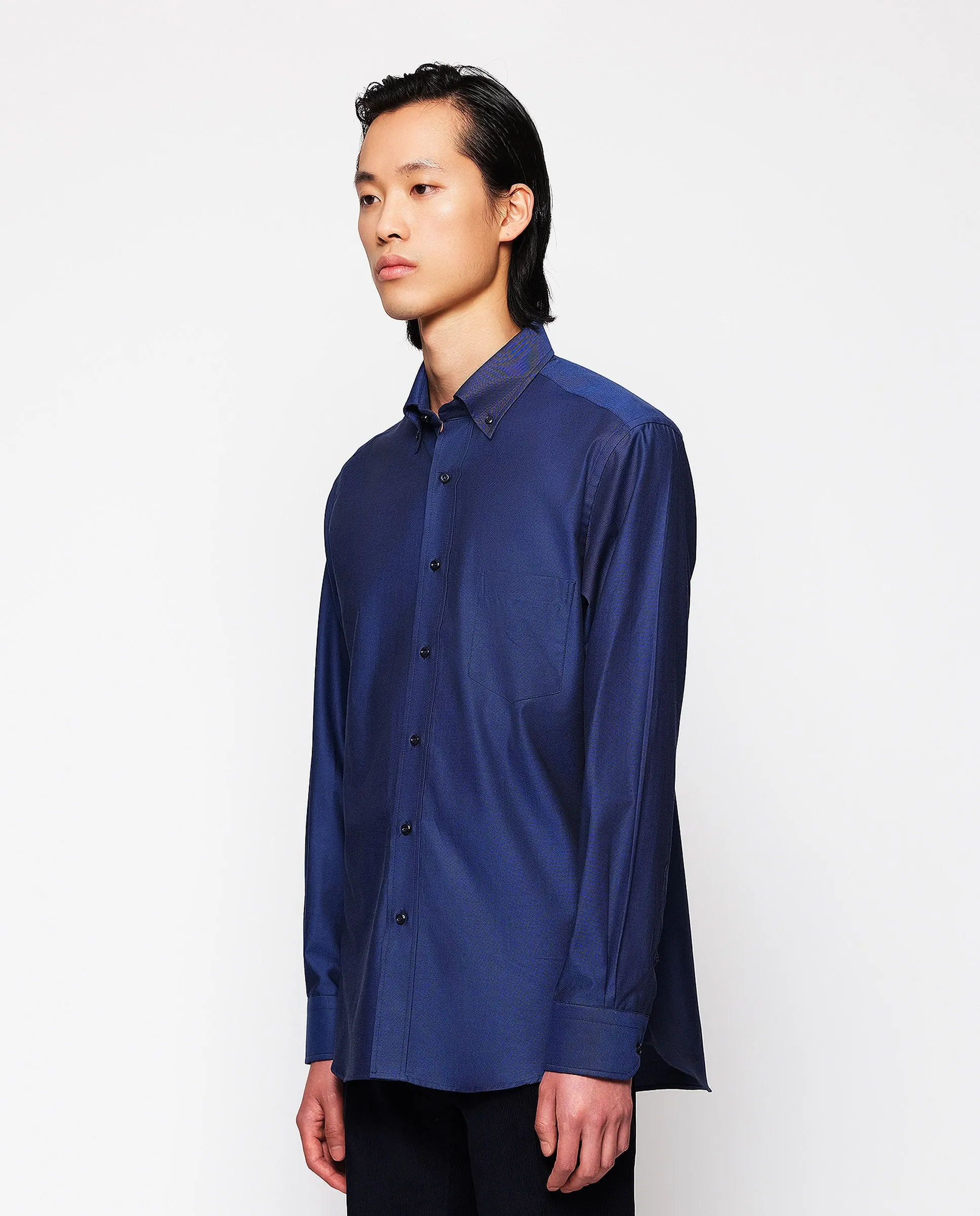 Camisa casual azul de algodón oxford