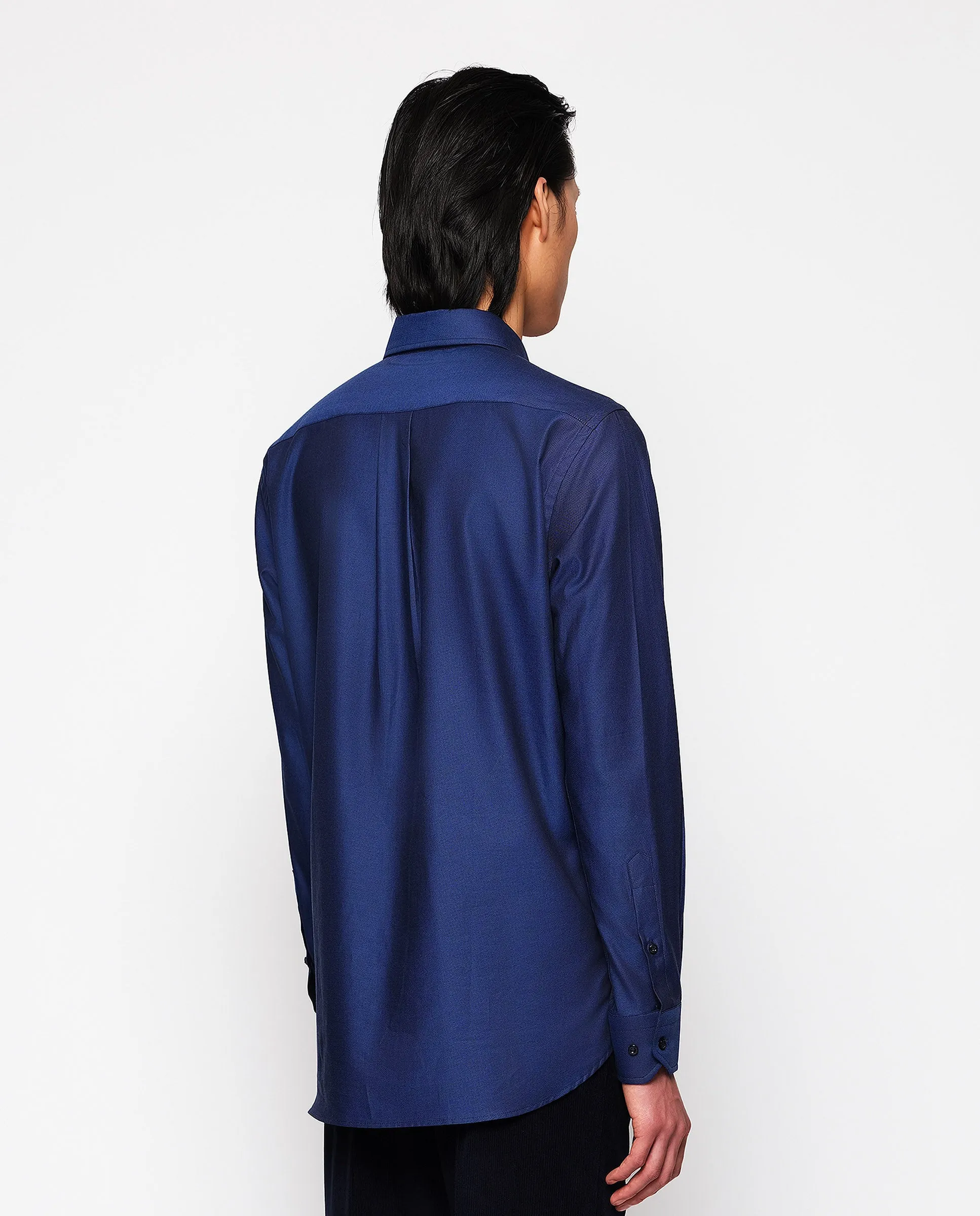 Camisa casual azul de algodón oxford