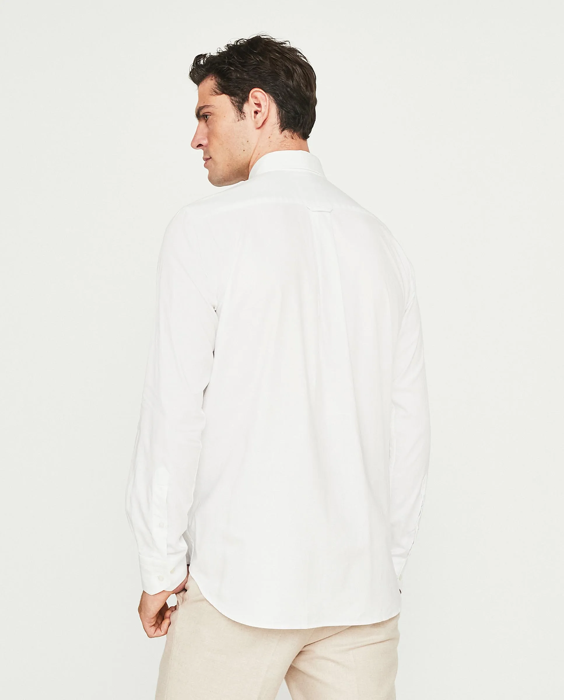Camisa casual oxford manga larga blanco