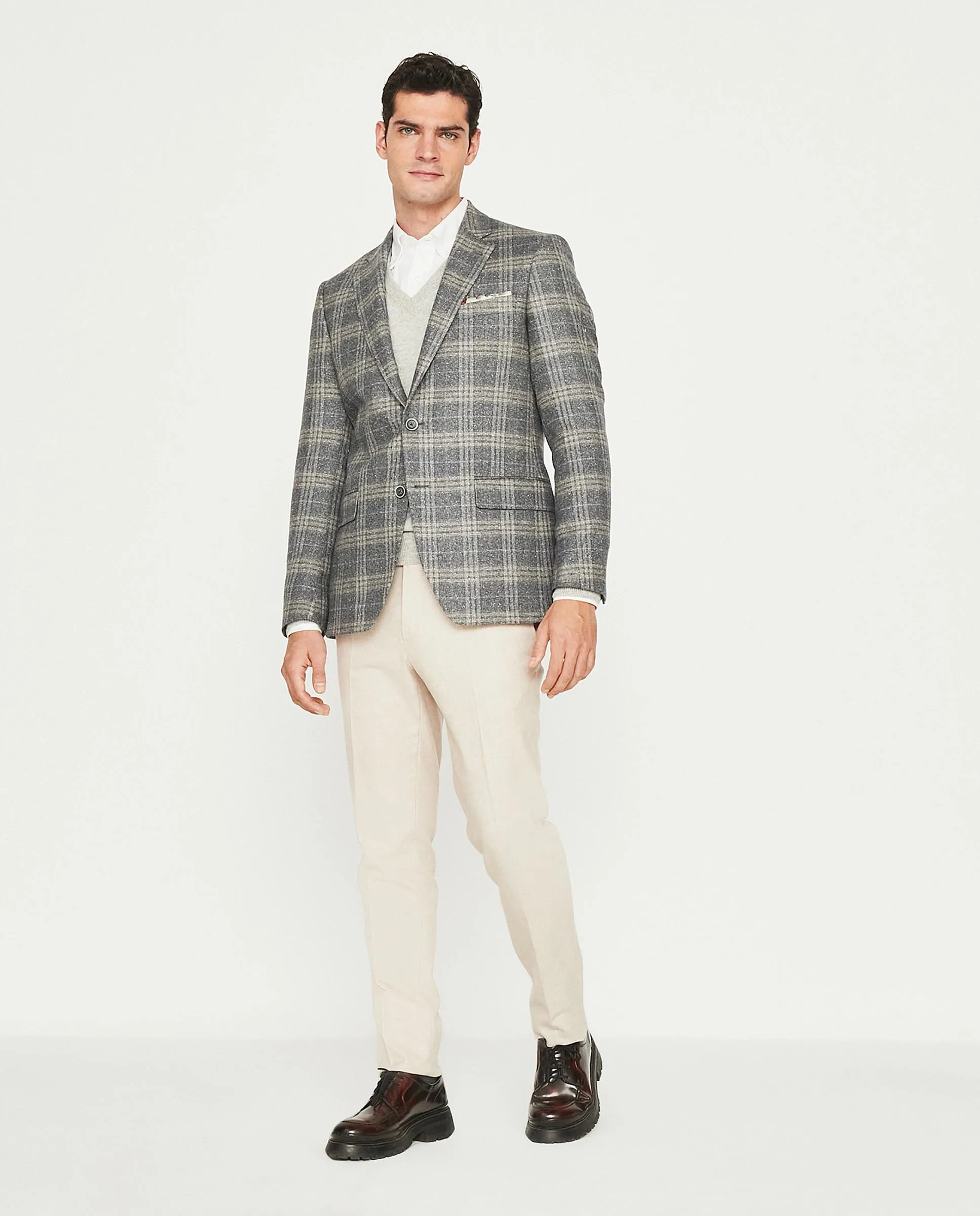 Camisa casual oxford manga larga blanco