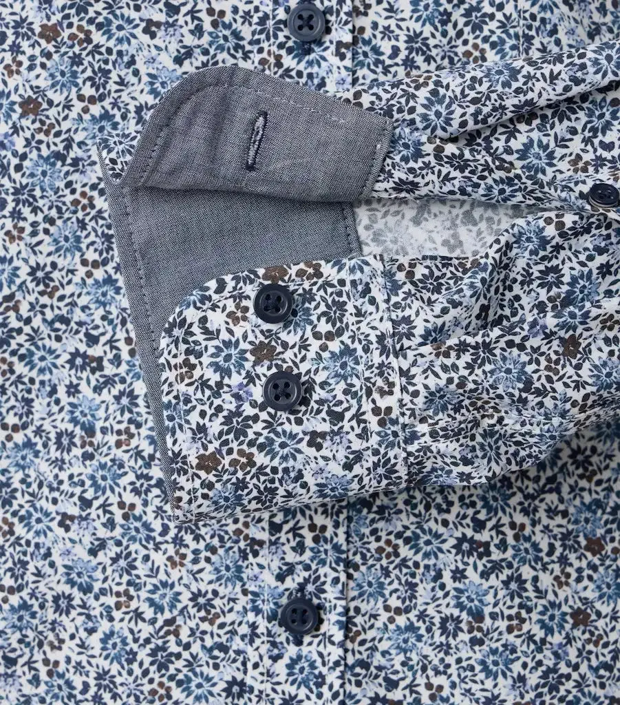 Casa Moda Mens Casual Fit Shirt Floral Blue