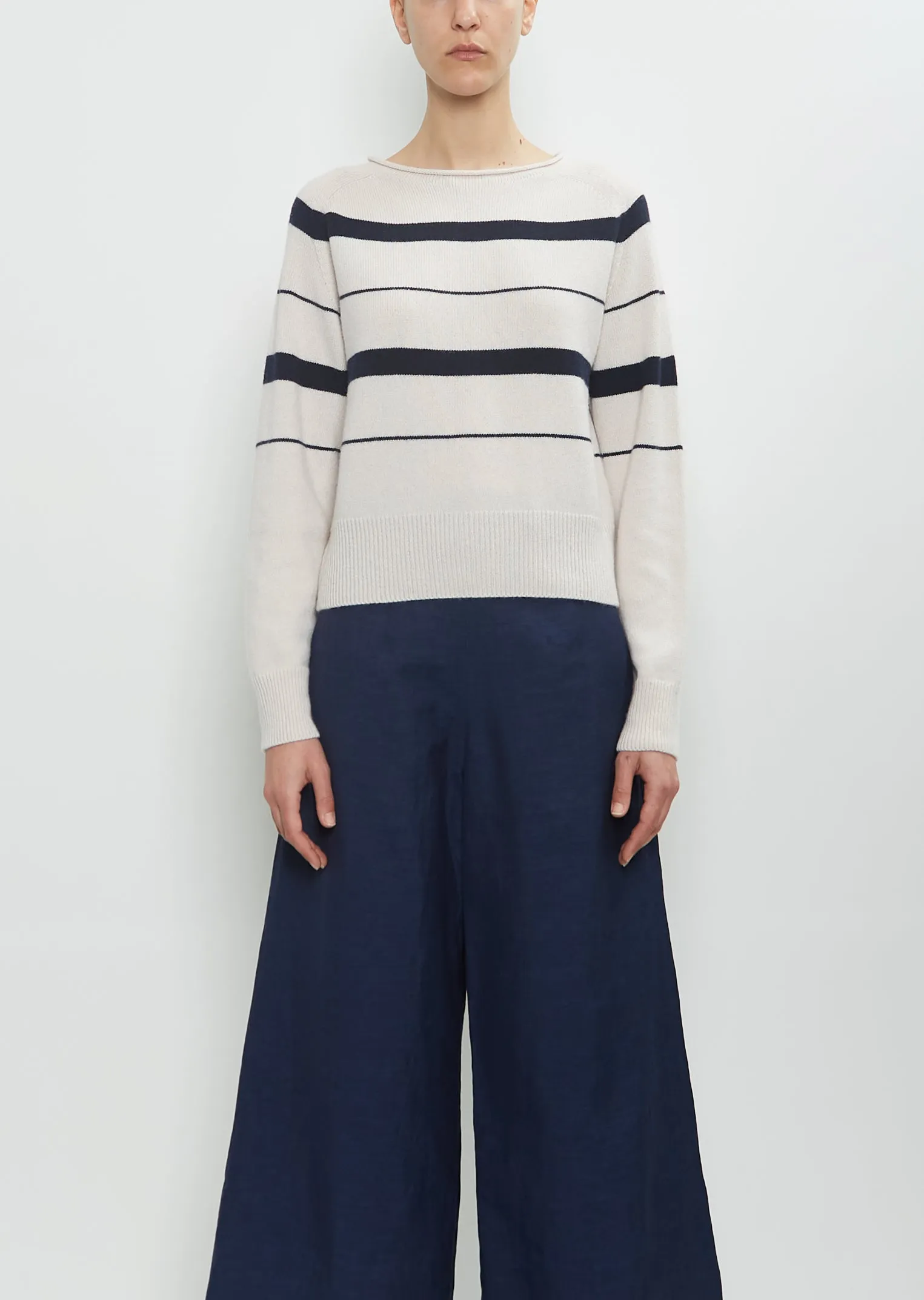 Cashmere Cotton Roll Edge Jumper
