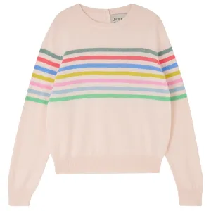 Cashmere Multi Stripe Block Crew - Cream
