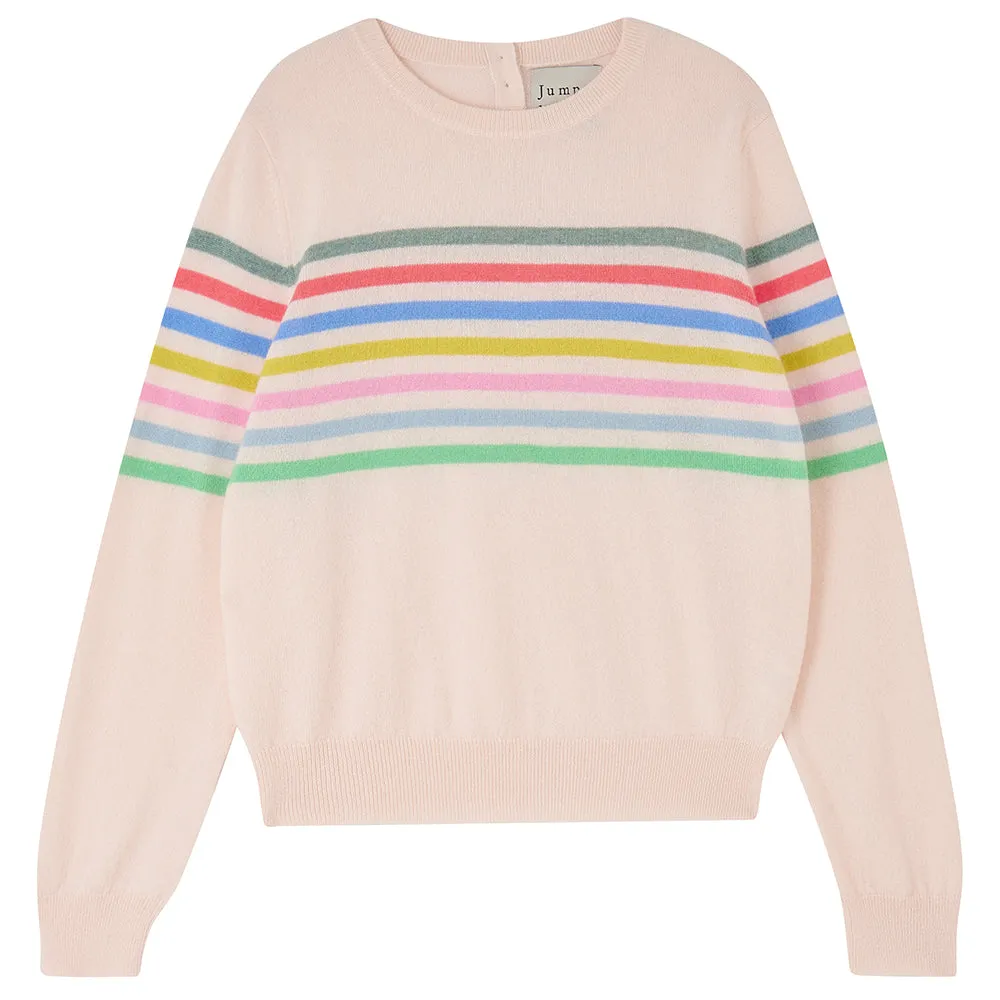 Cashmere Multi Stripe Block Crew - Cream