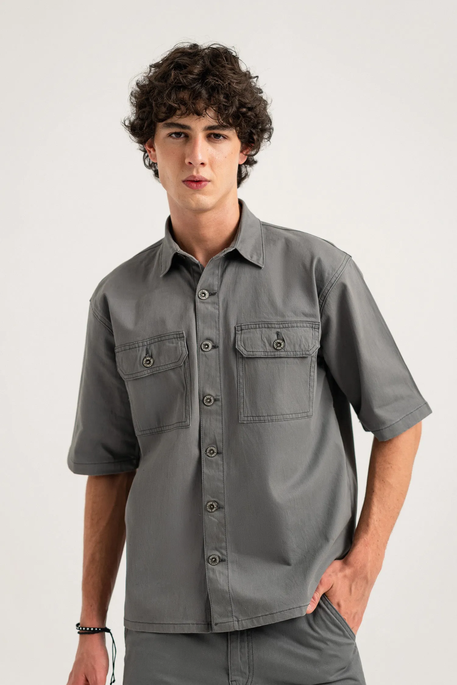 Charcoal Regular Fit Button-down Shirt