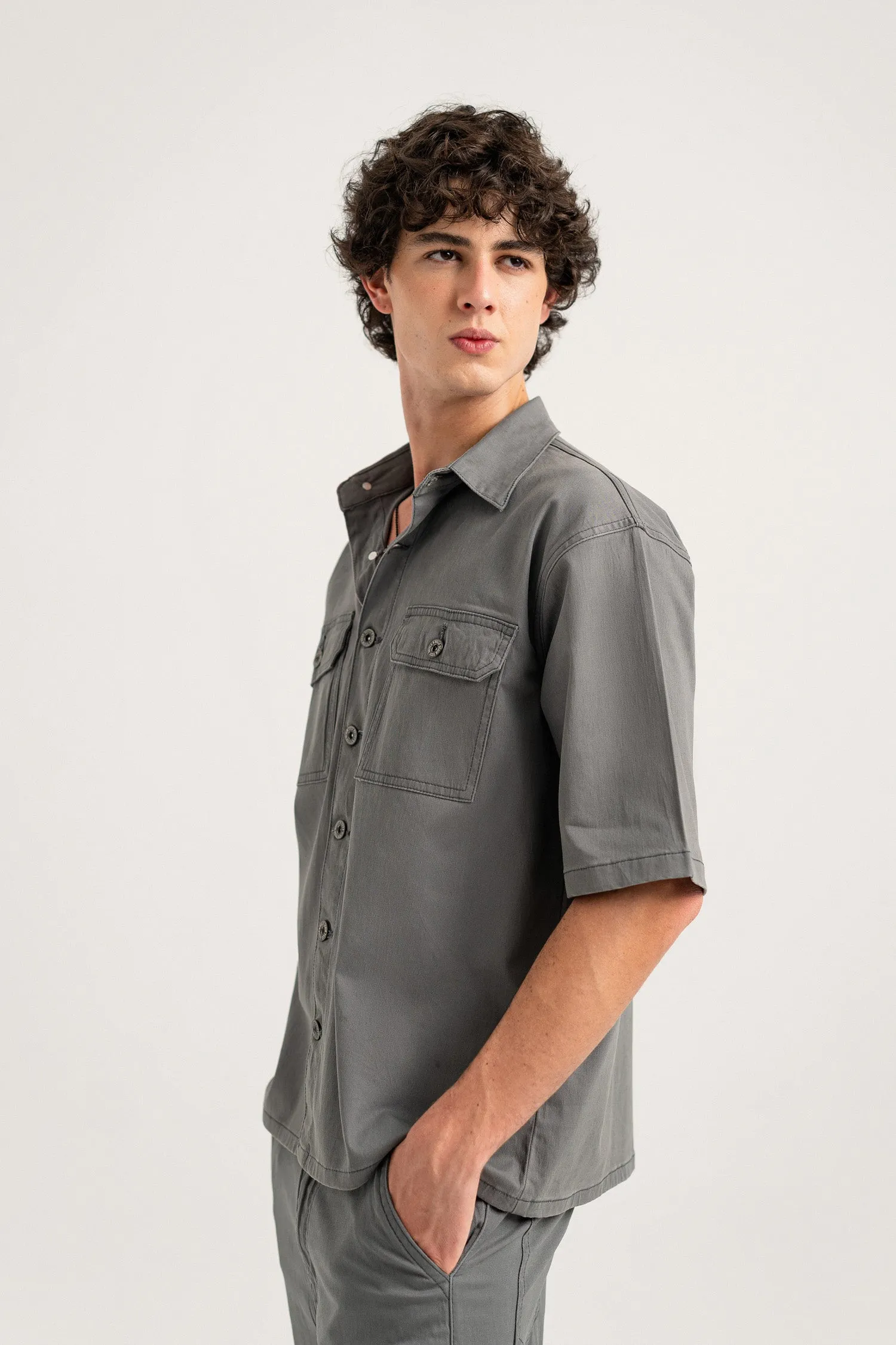 Charcoal Regular Fit Button-down Shirt