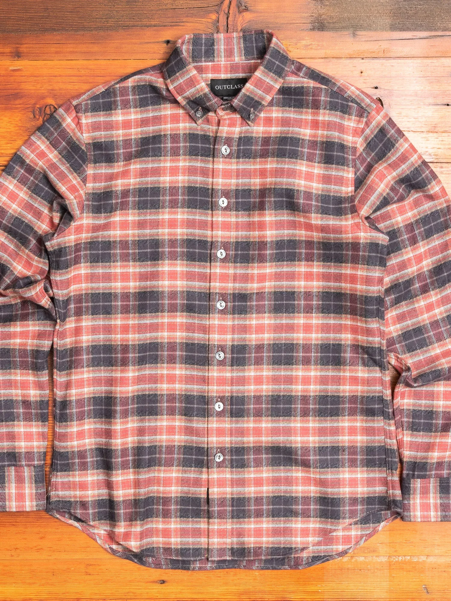 Check Flannel Button-Down Shirt in Brick