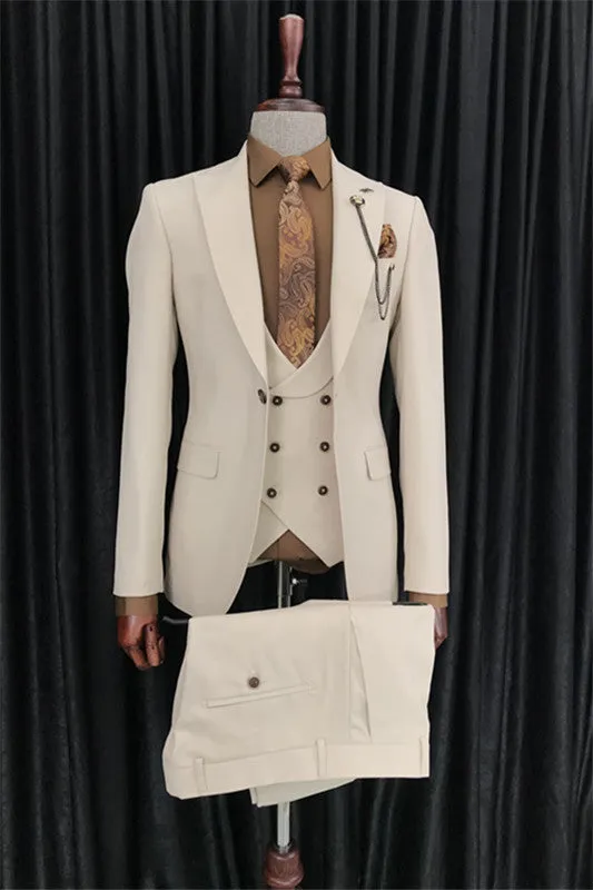 Chic Peaked Lapel 3 Piece Prom Suit for Men