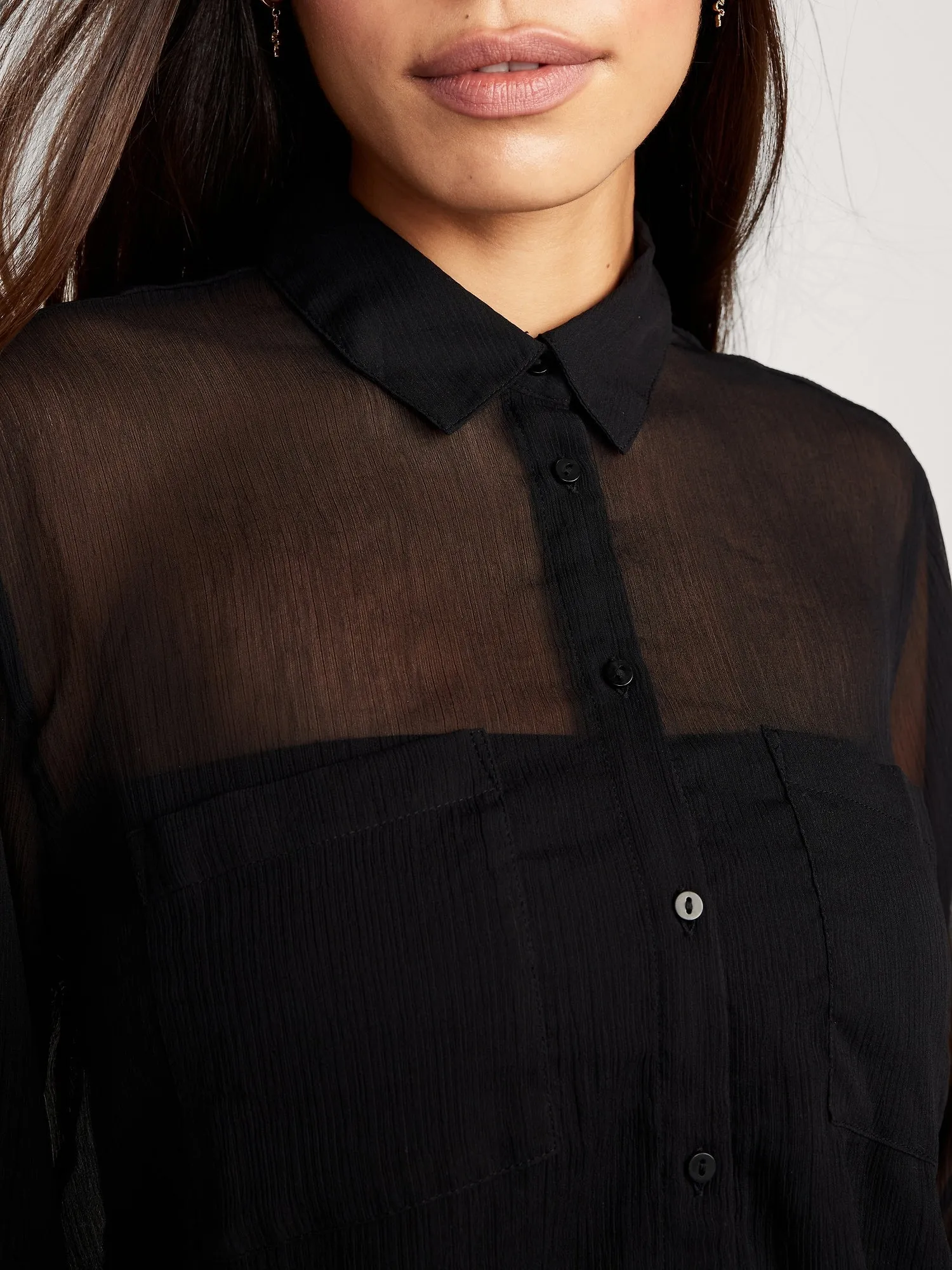 Chiffon Button-Down Shirt for Women