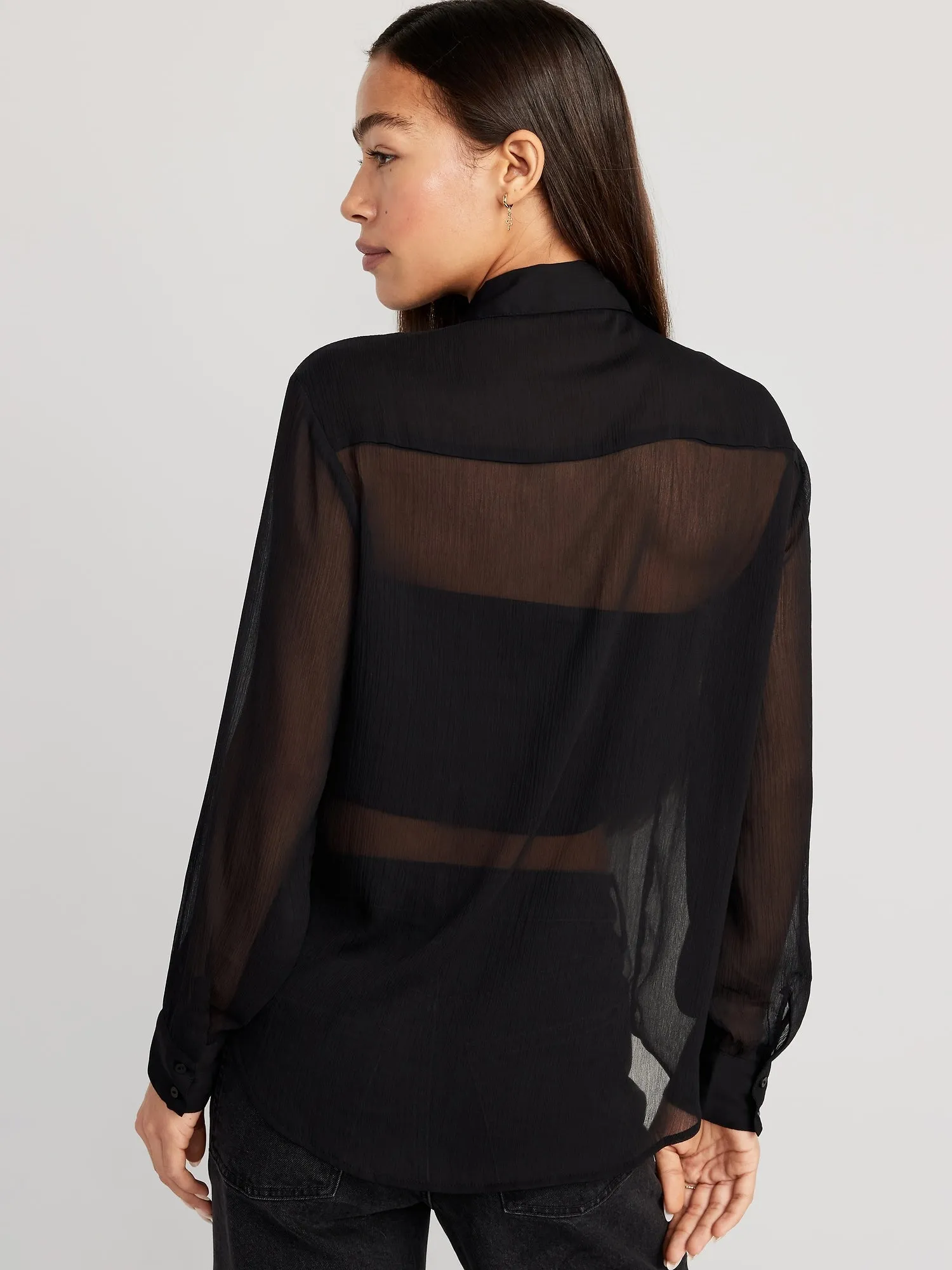 Chiffon Button-Down Shirt for Women
