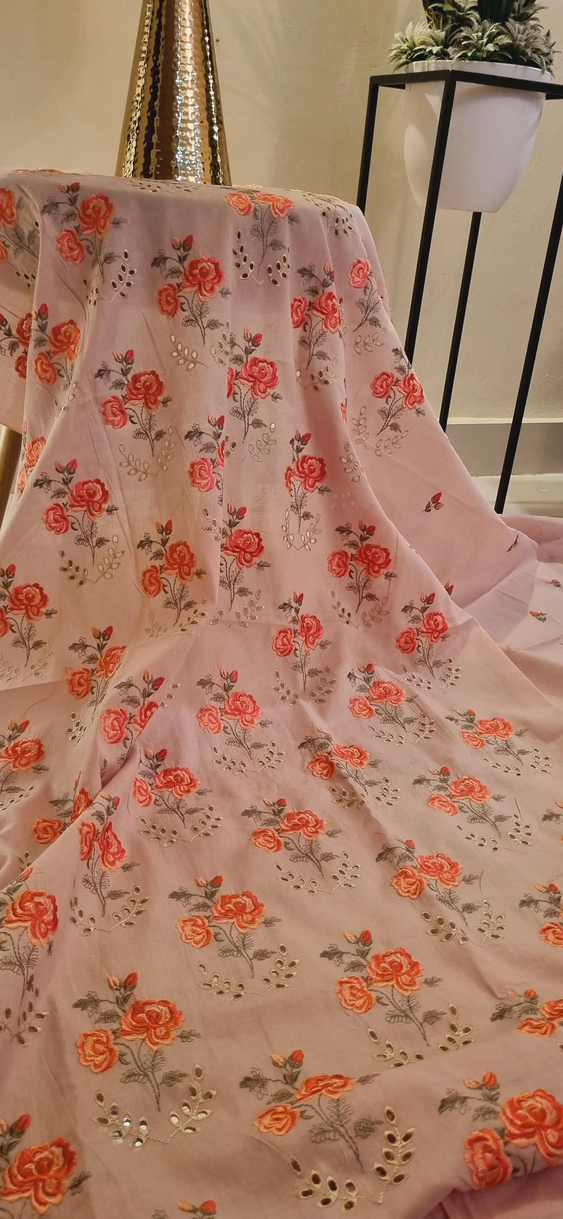 Chikan embroidered two piece suits