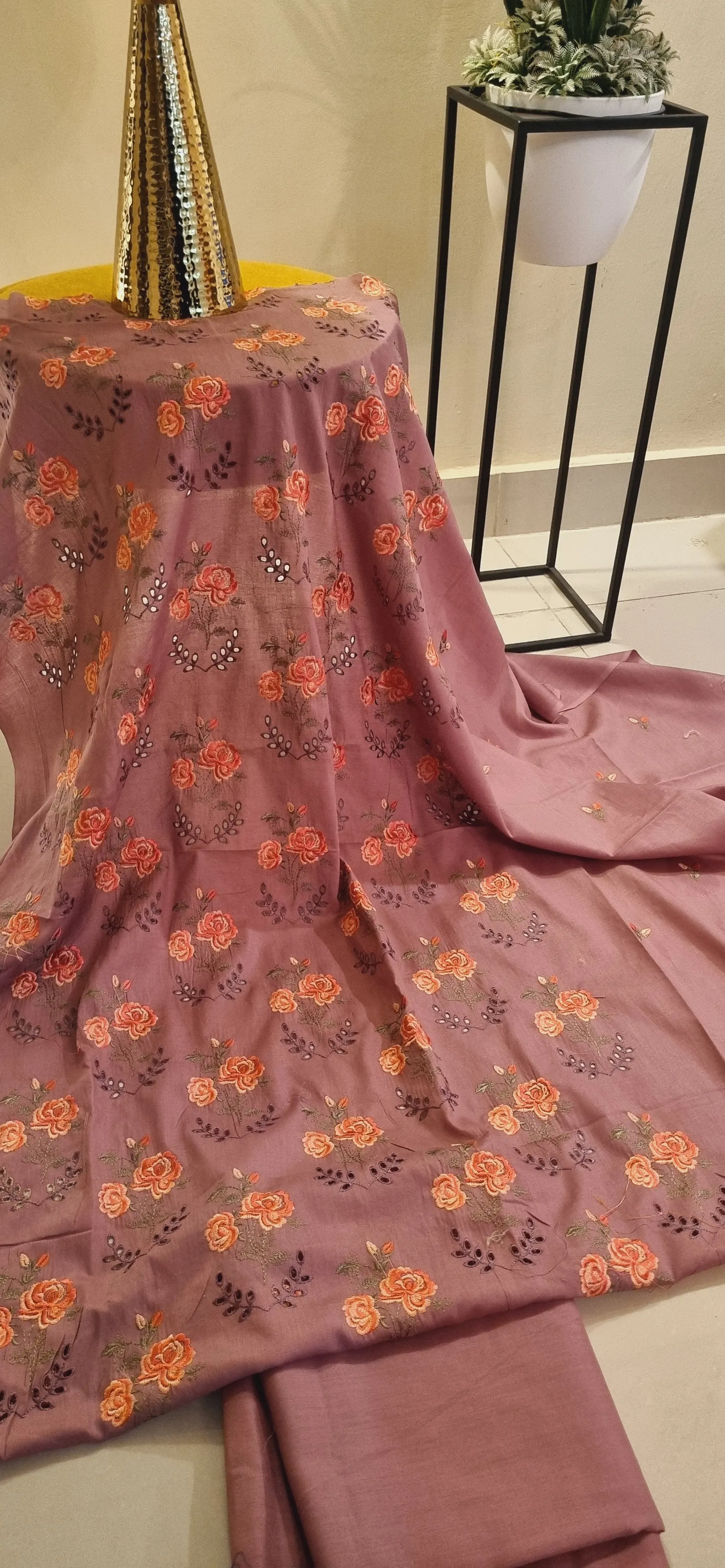Chikan embroidered two piece suits