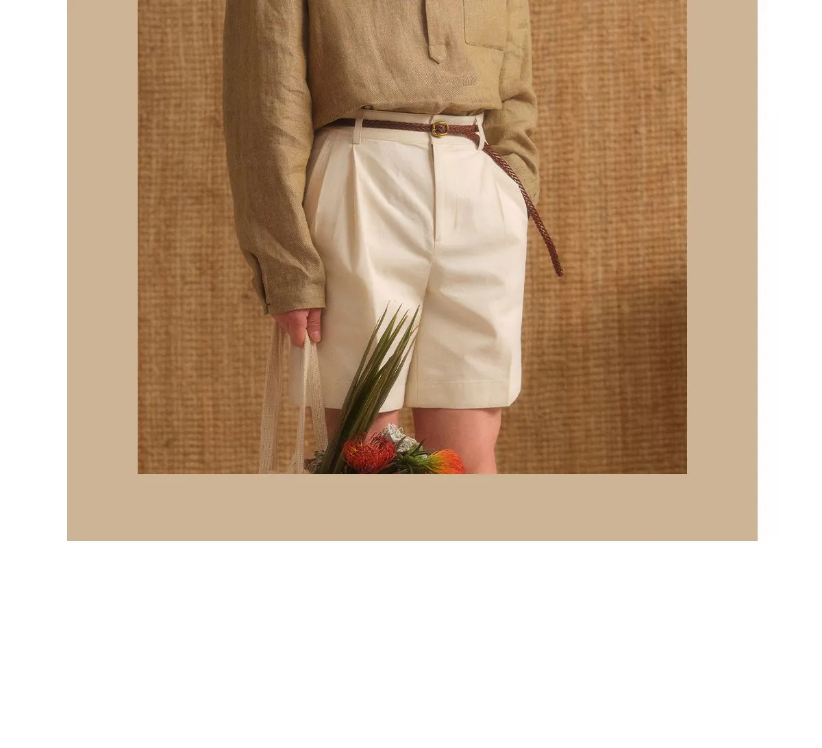 Collarless Linen Long-Sleeve Shirt