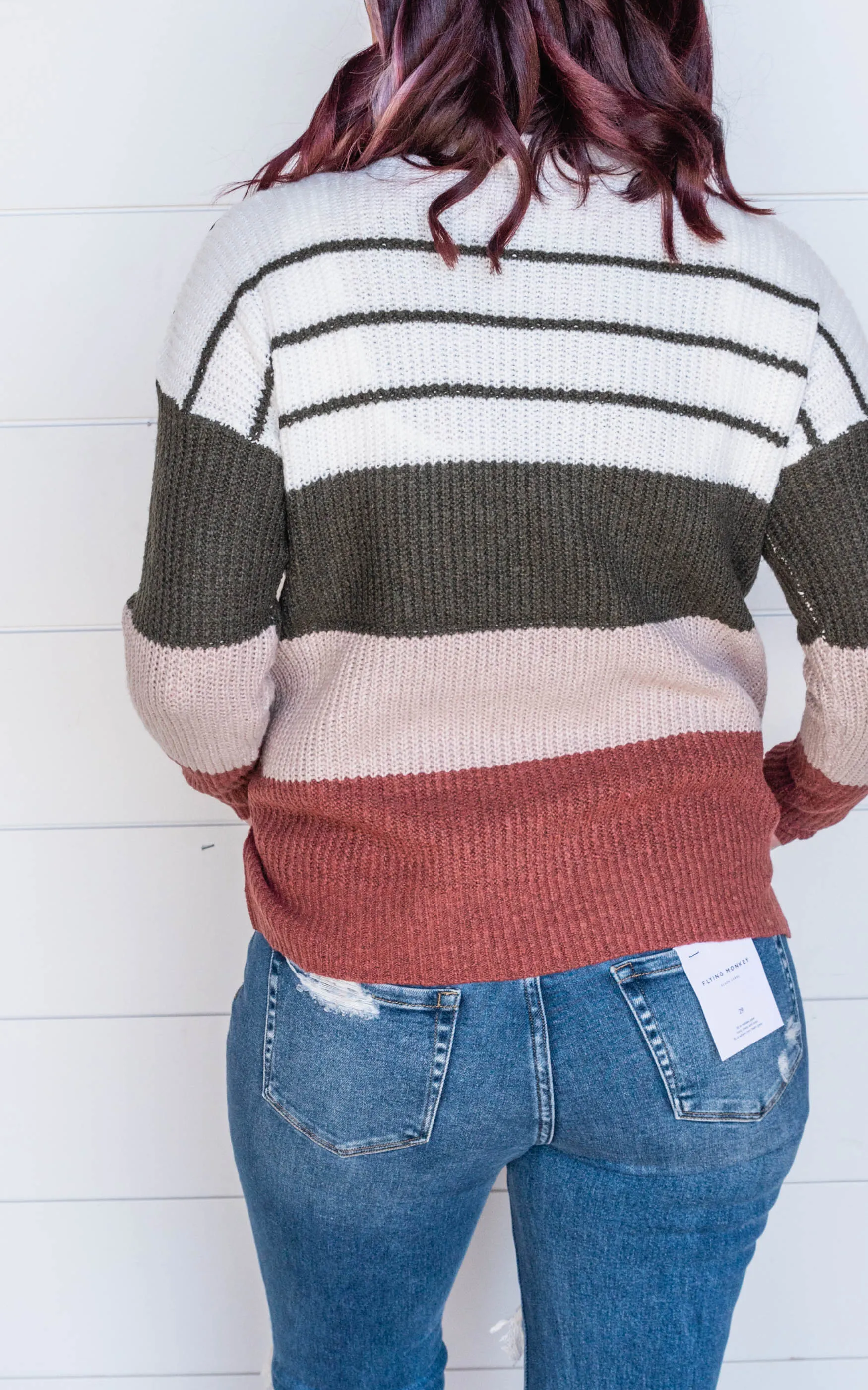 Colorblock Button Shoulder Sweater - Staccato
