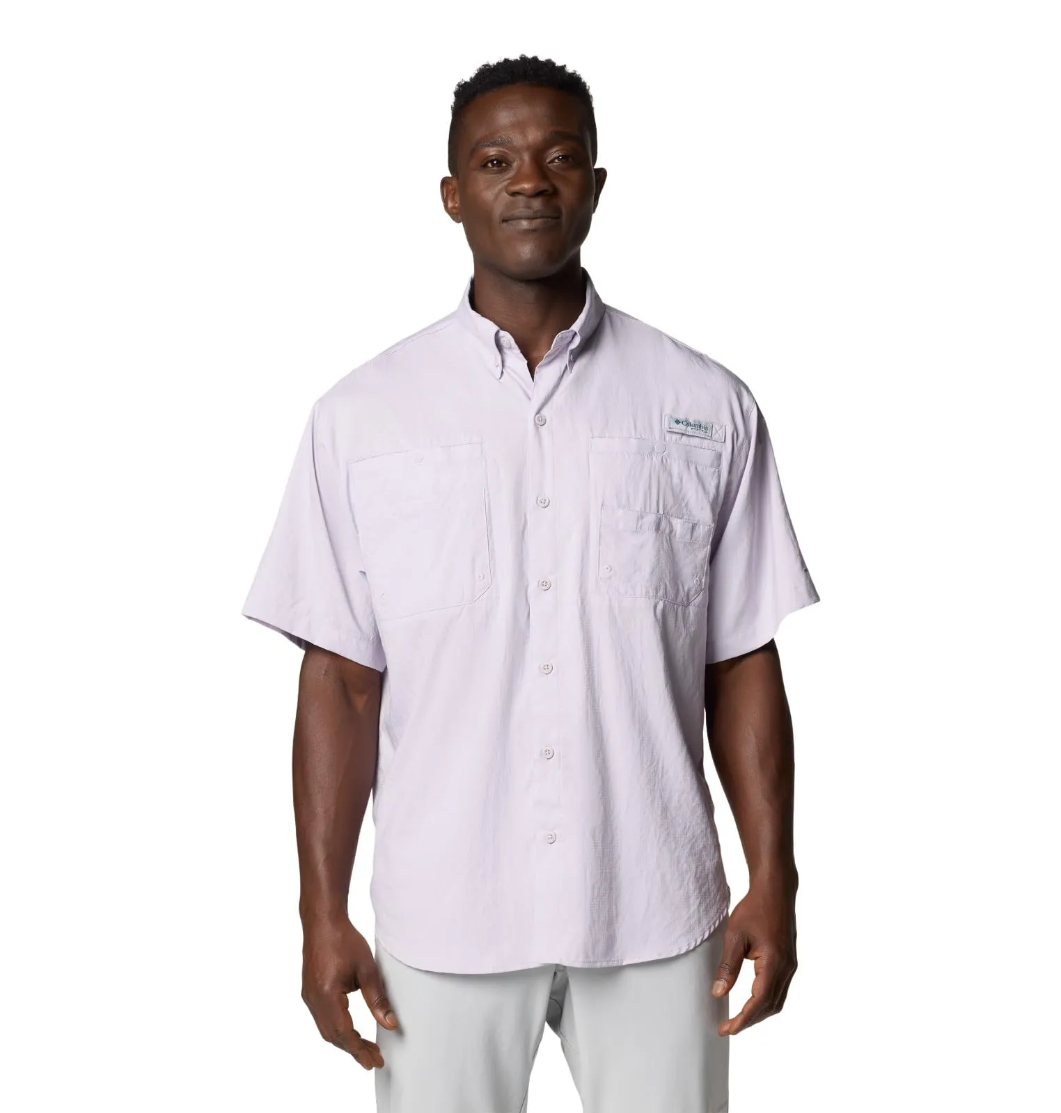 Columbia Mens PFG Tamiami II Short Sleeve Fishing Shirt, Lavender Pearl, Small