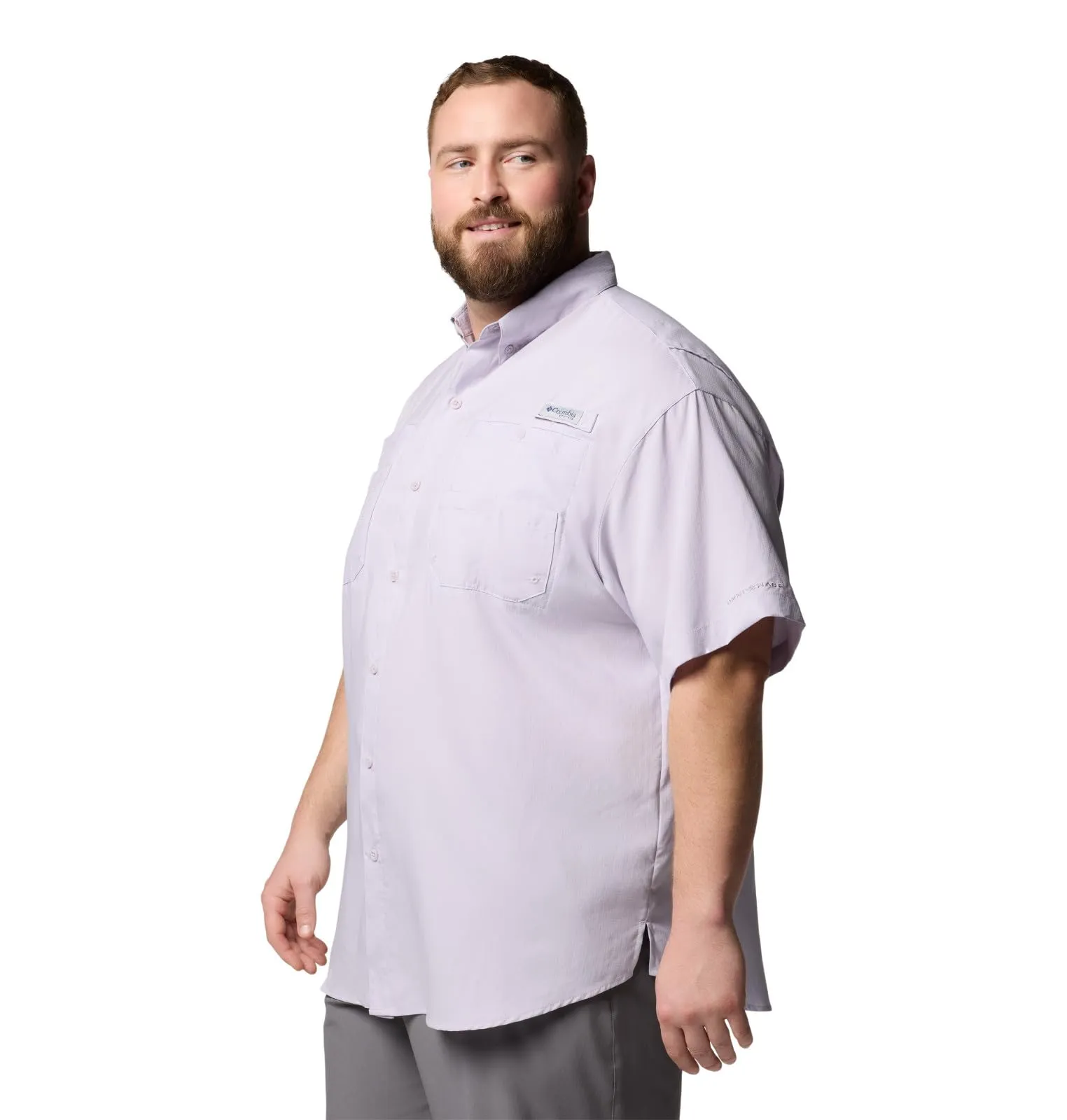 Columbia Mens PFG Tamiami II Short Sleeve Fishing Shirt, Lavender Pearl, Small