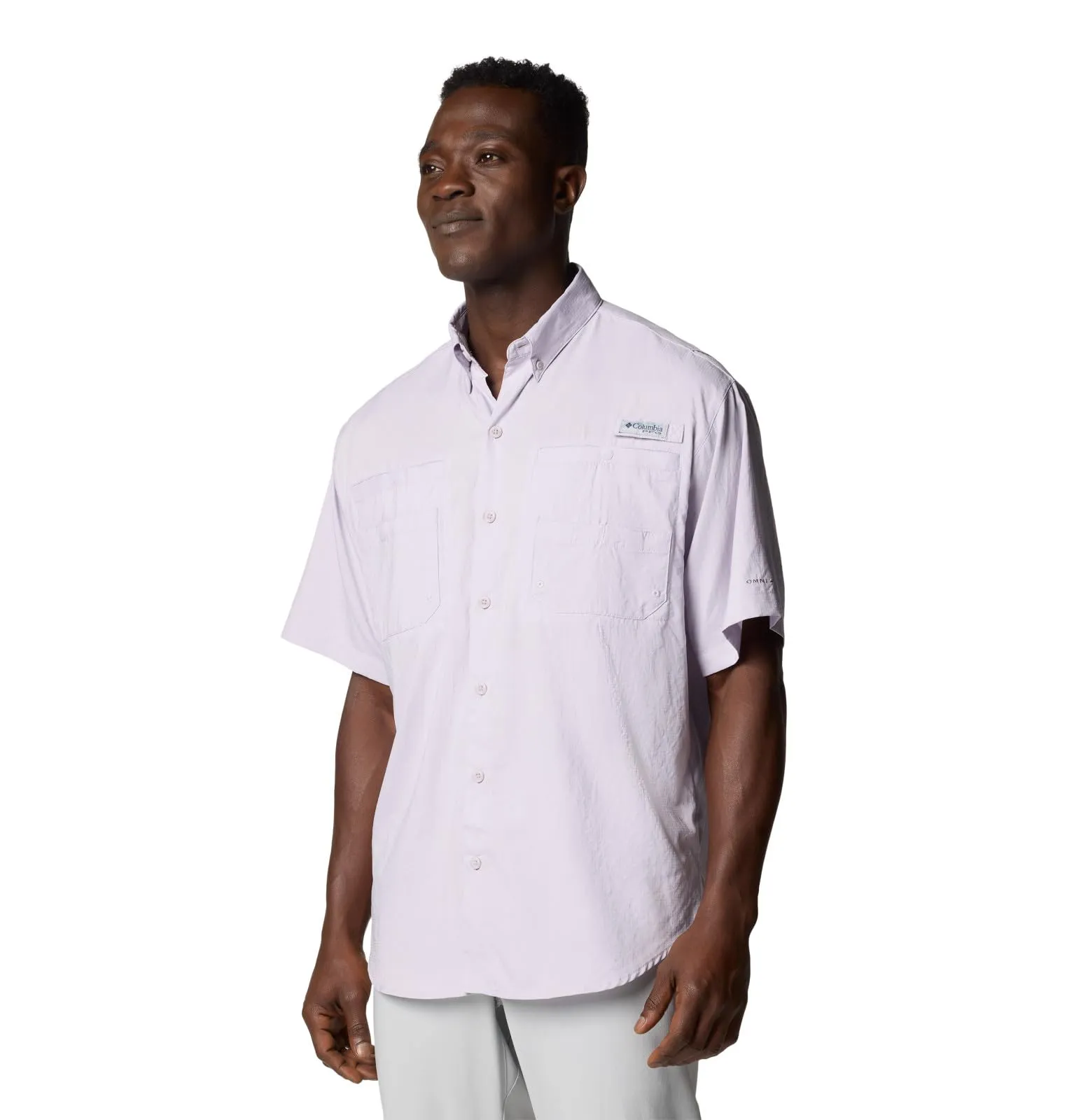 Columbia Mens PFG Tamiami II Short Sleeve Fishing Shirt, Lavender Pearl, Small