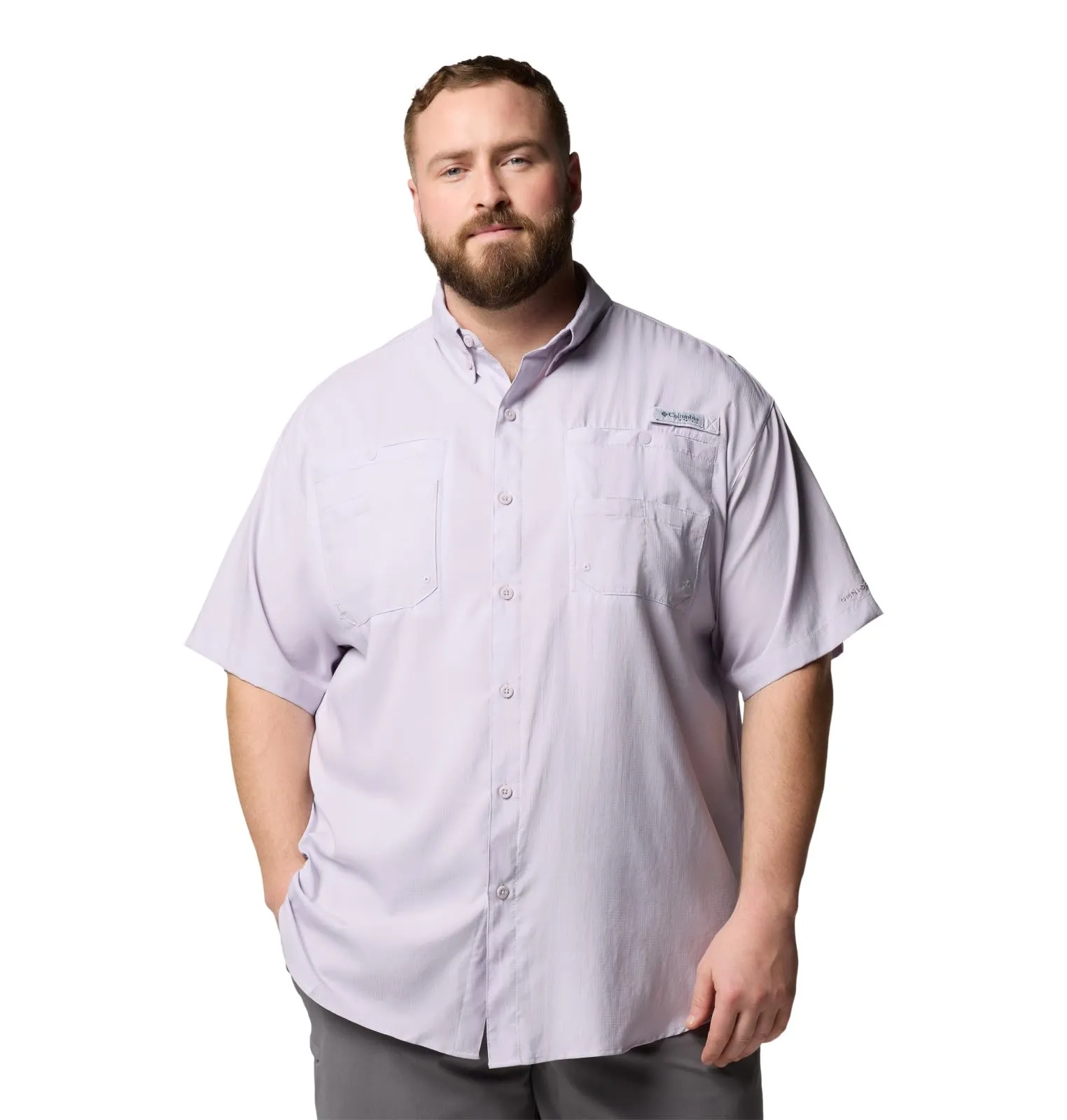 Columbia Mens PFG Tamiami II Short Sleeve Fishing Shirt, Lavender Pearl, Small