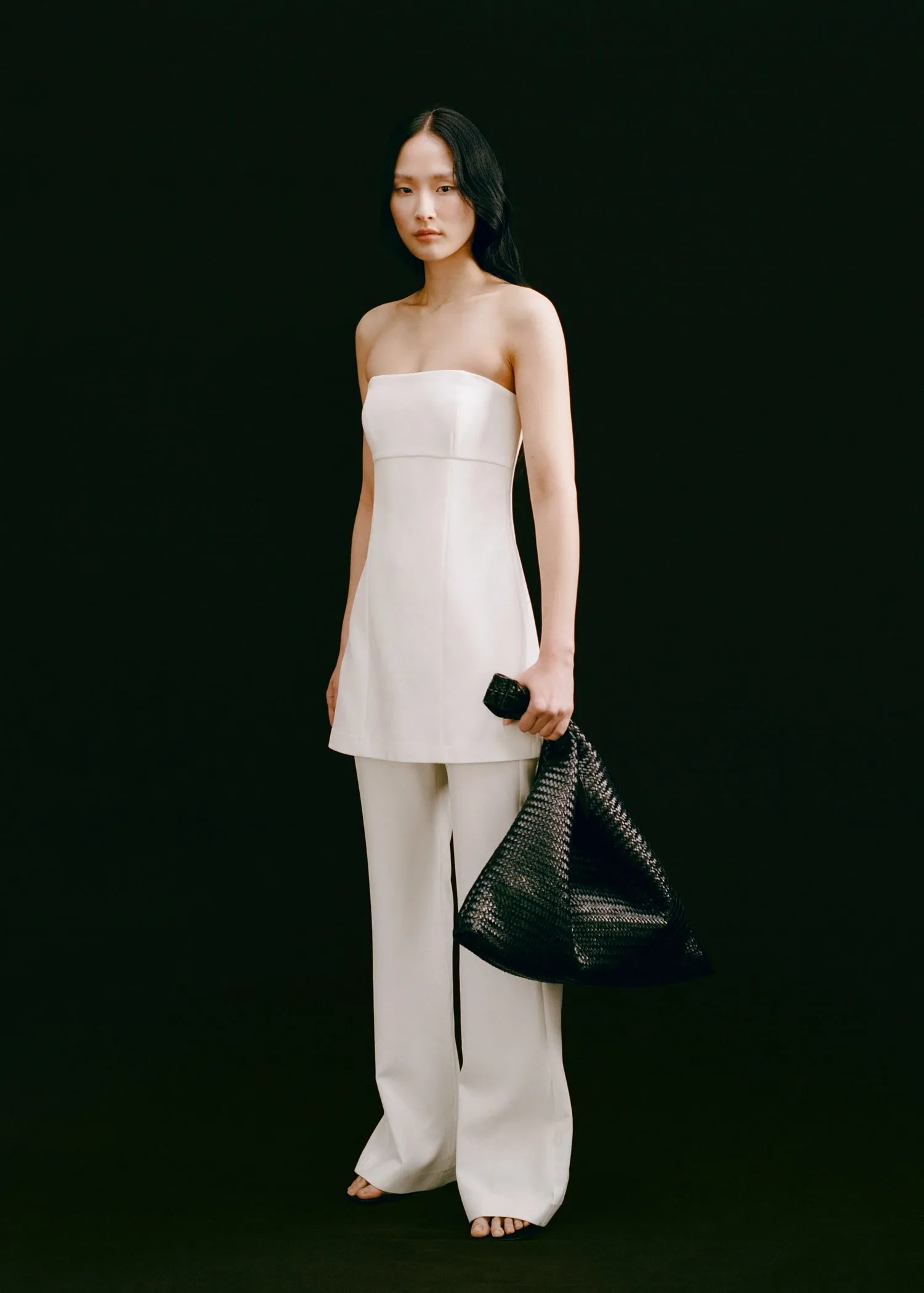 Combined strapless jumpsuit