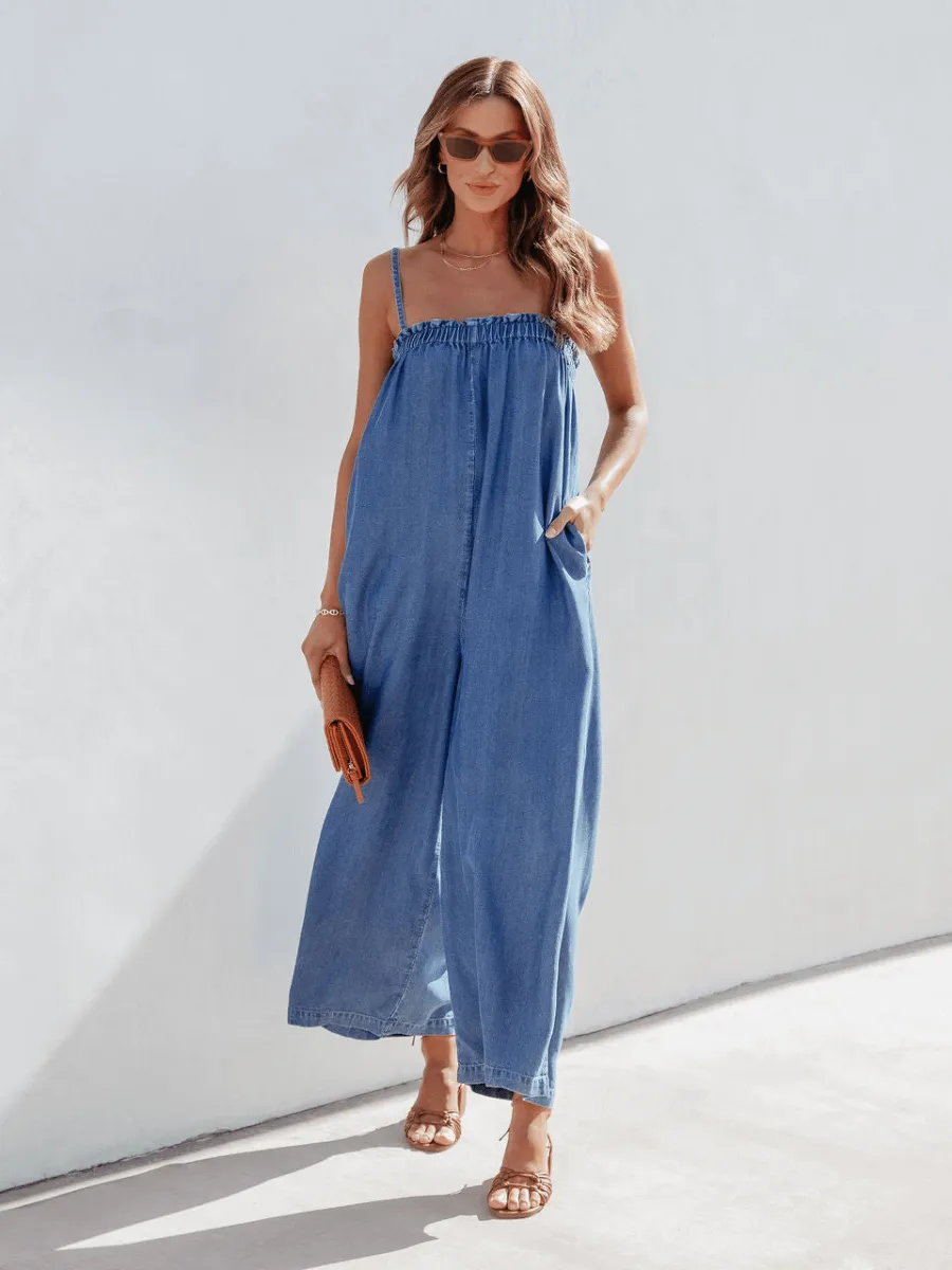 Coronado Side Pocketed Denim Jumpsuit