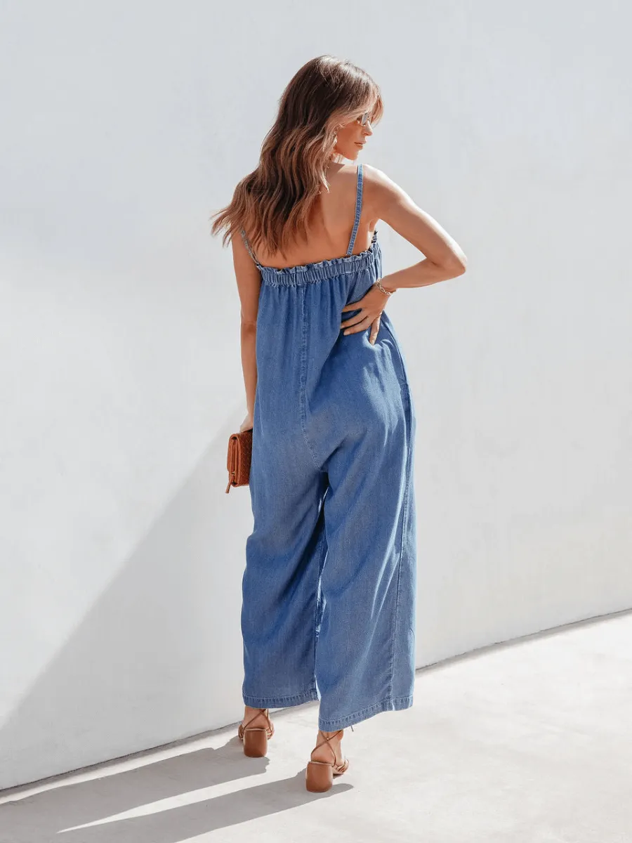 Coronado Side Pocketed Denim Jumpsuit