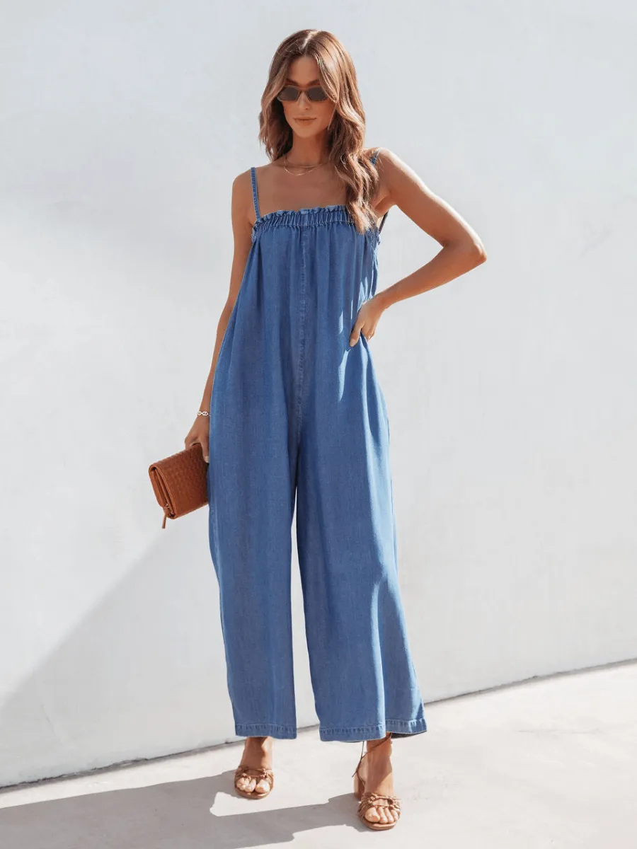 Coronado Side Pocketed Denim Jumpsuit