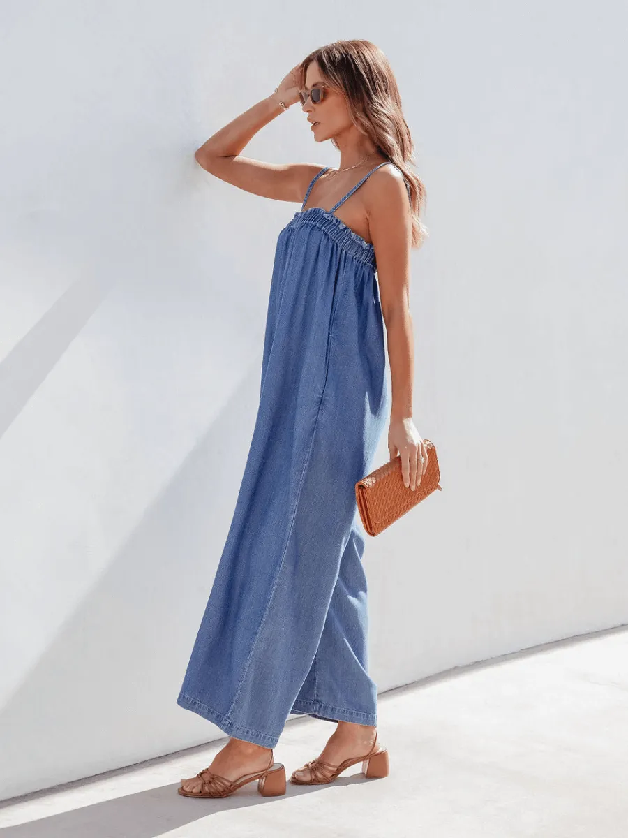 Coronado Side Pocketed Denim Jumpsuit