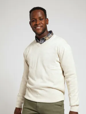 Cotton V Neck Knitwear - Stone