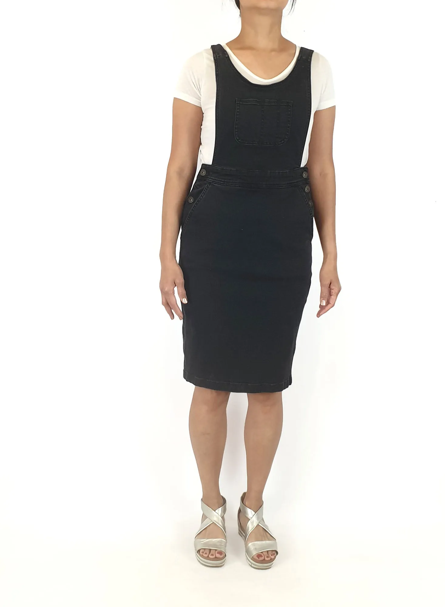 Country Road black denim pinafore dress size 10