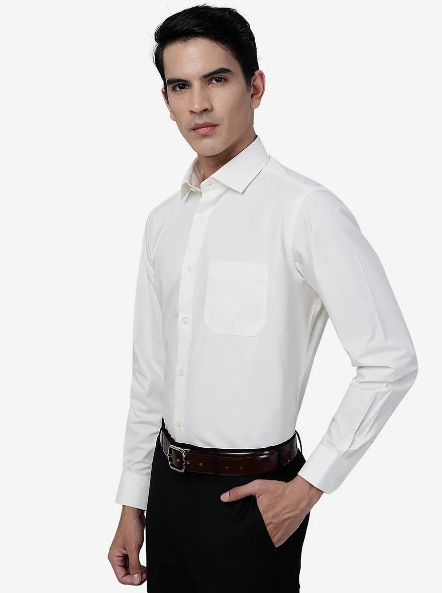 Cream Solid Slim Fit Formal Shirt | Greenfibre