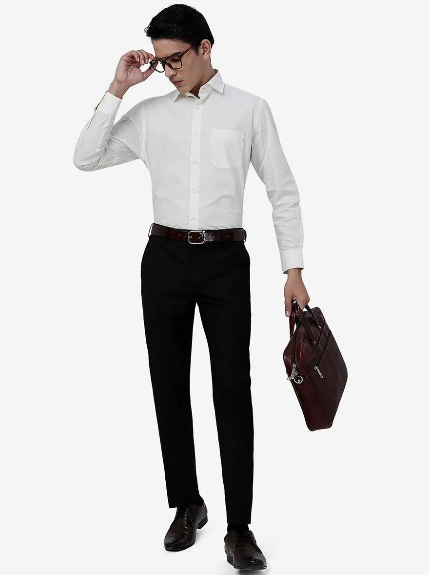 Cream Solid Slim Fit Formal Shirt | Greenfibre