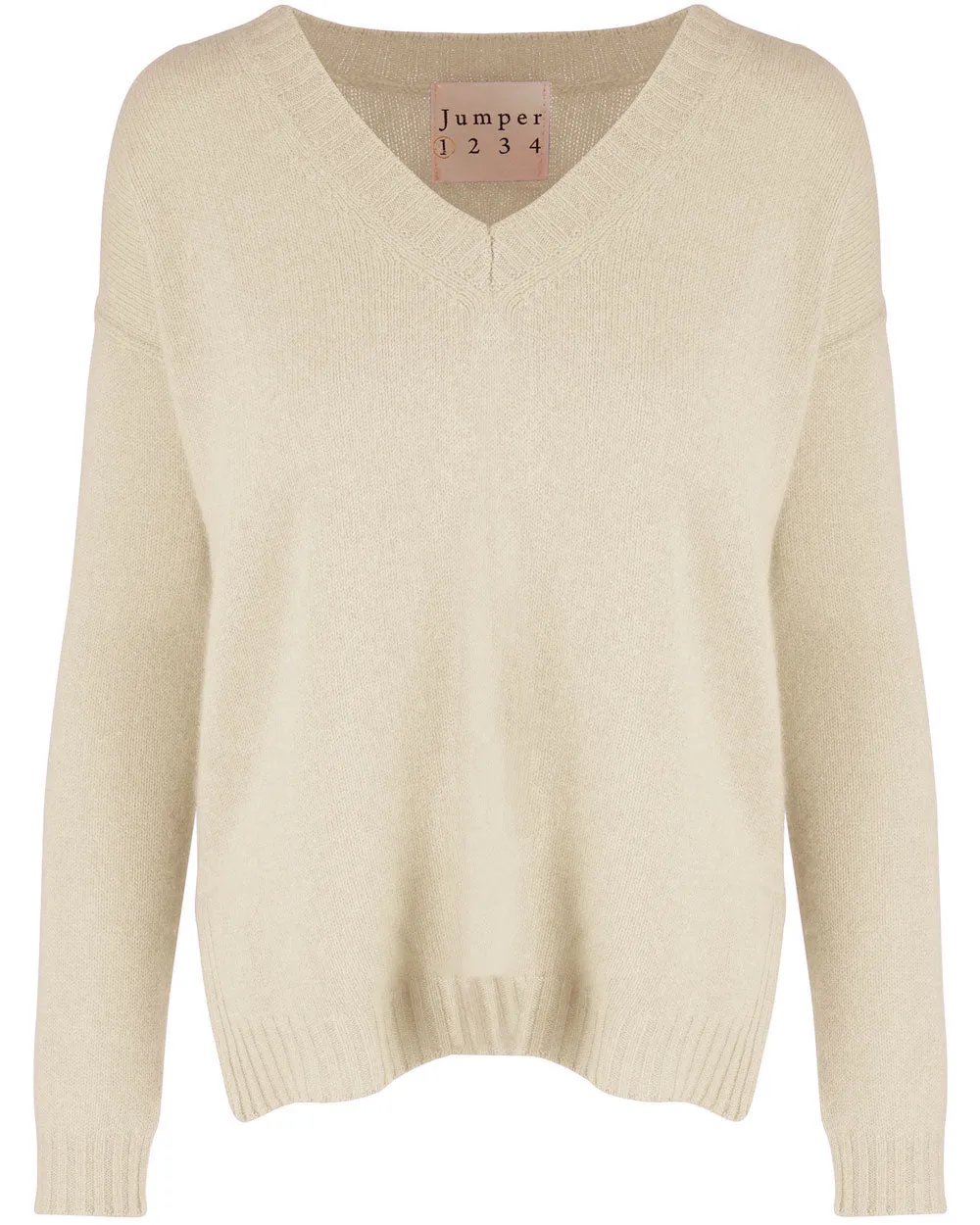 Cream V Neck Sweater