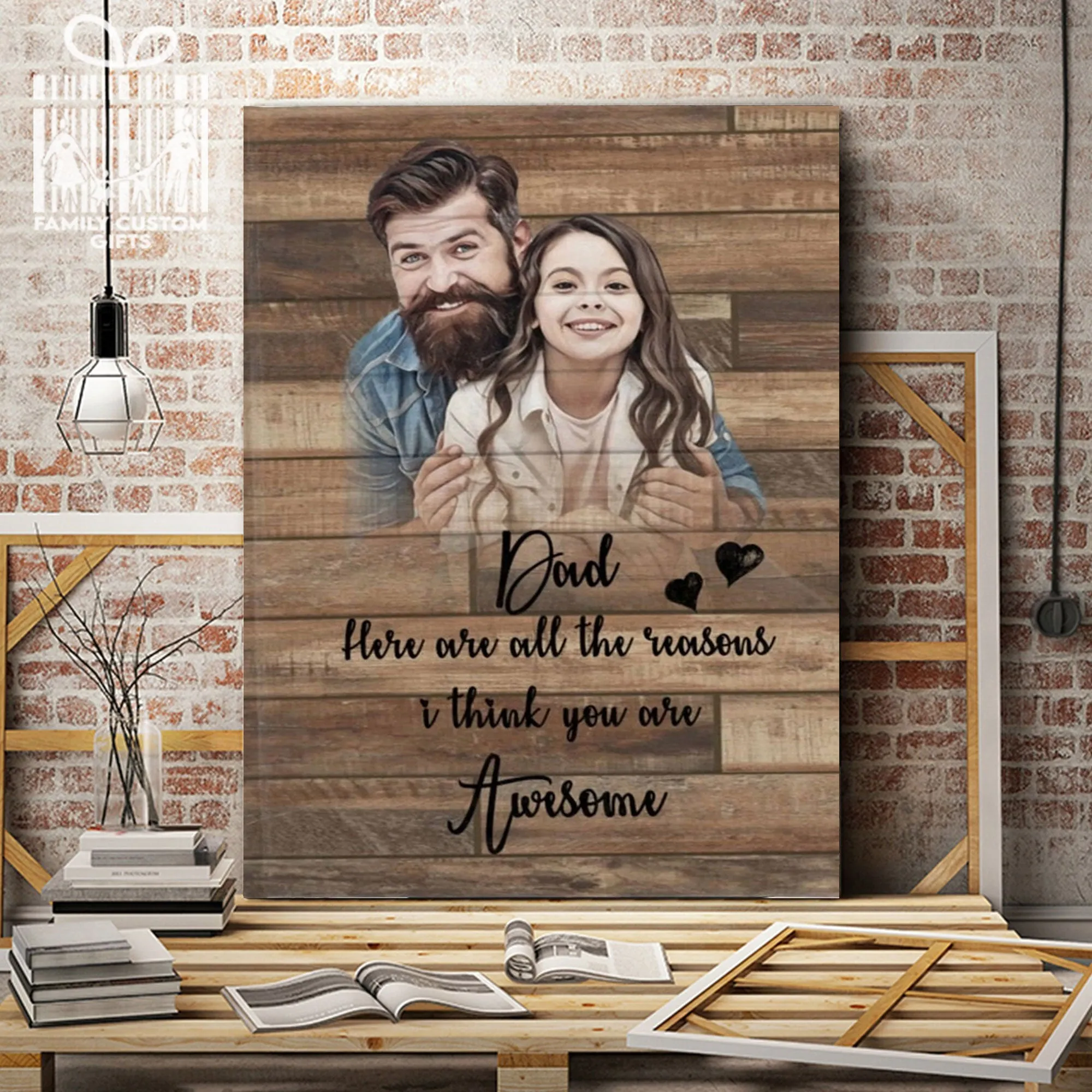 Custom Photo Father's Day Gifts Canvas Print Wall Art for Dad - Personalized To My Dad Wall Art - Gift for Dad